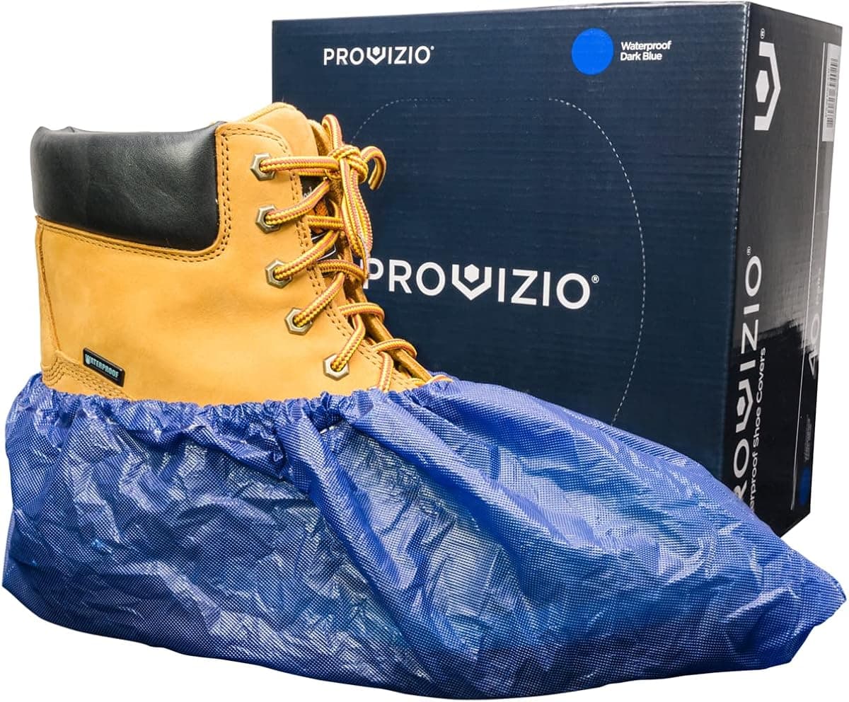 Provizio Supply Waterproof Shoe Covers Disposable Non Slip Extra Large Boot Cover Dark Blue - (40 Pairs)