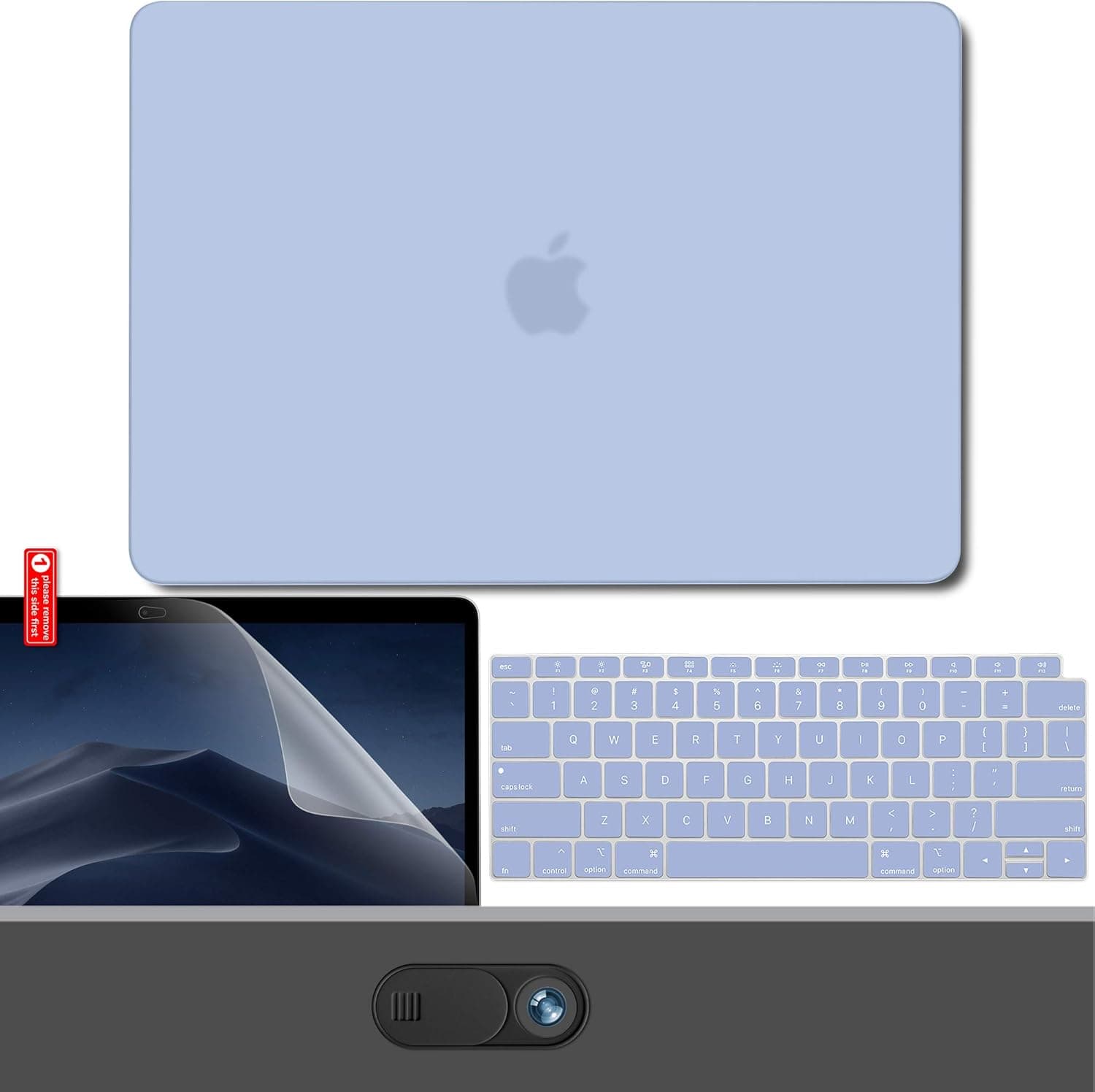 GMYLE MacBook Air 13 Inch Case 2020 2019 2018 A2337 M1 A2179 A1932 with Touch ID Retina Display, Plastic Hard Shell, Keyboard Cover, Privacy Webcam Cover Slide, Screen Protector Set, Baby Blue
