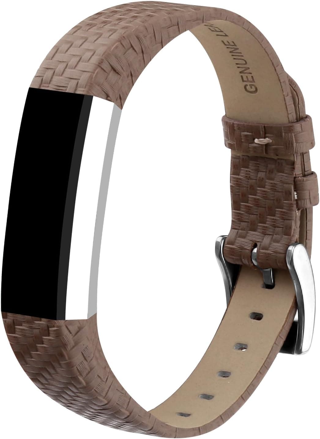 Tobfit Leather Bands Compatible with Fitbit Alta Bands/Alta HR/Ace Replacement Accessories Bands for Women Men (Dark Grey-Weave, 5.5''-8.1'')
