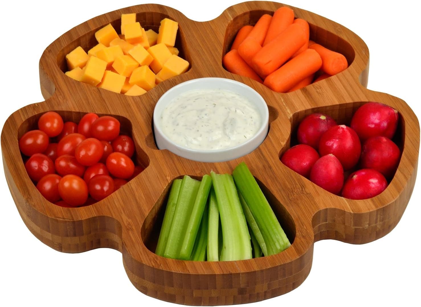 Bamboo Cheese Sets Petal Divided Serving Dish
