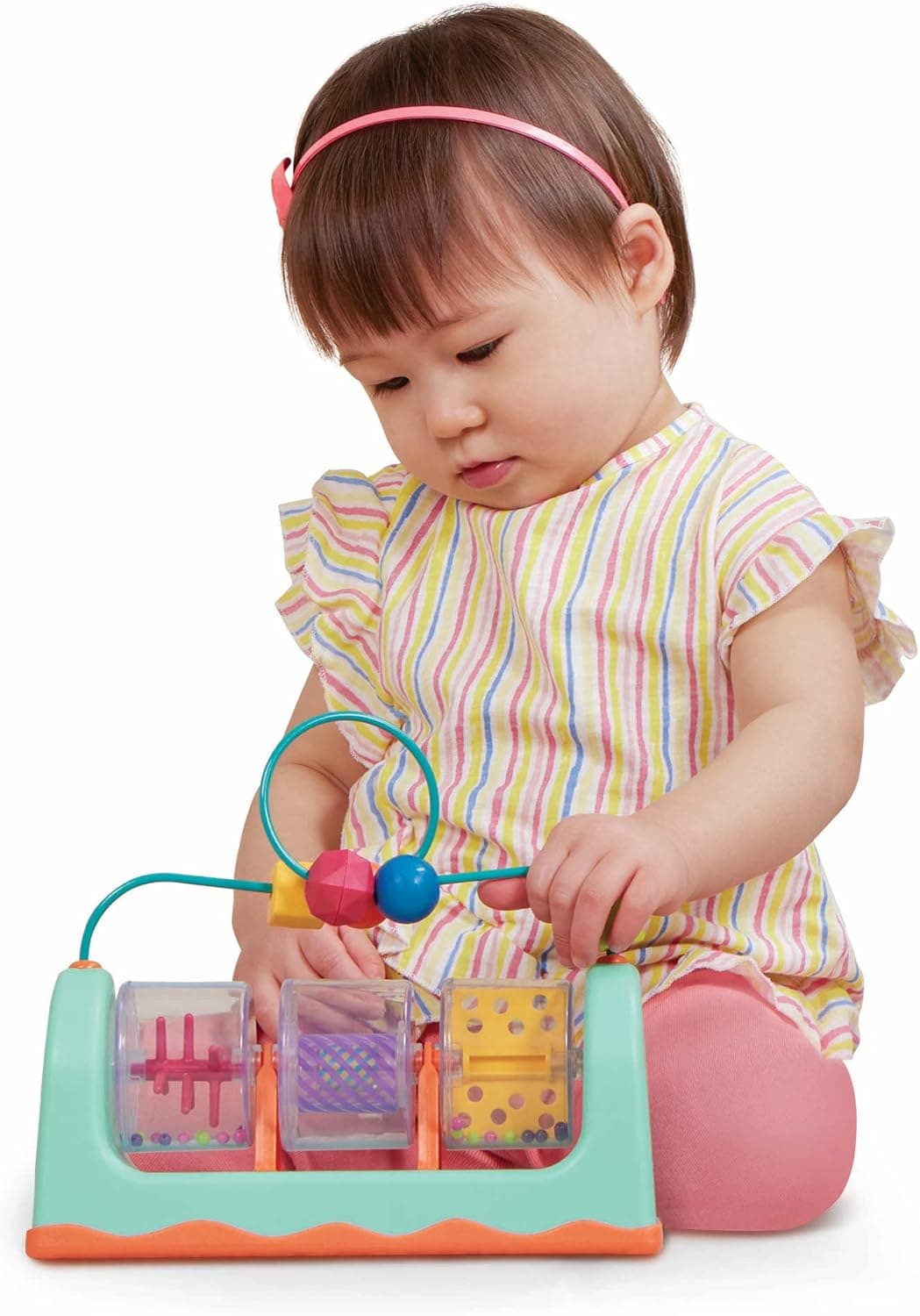 B. Baby – Activity Station – Interactive Baby Toy – Bead Maze, Balls, Spinners – Sensory Toys for Babies – 6 Months + – Spin, Rattle & Roll - Mint