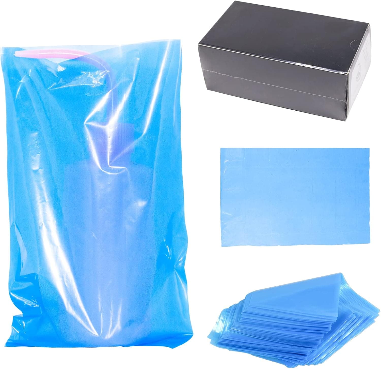 250pcs Tattoo Wash Bottle Bags,6inX9in Black Thicken Odorless Disposable Squeeze Bottle Bags,for Tattoo Bottles Tattoo Supplies Tattoo Kits (Blue)