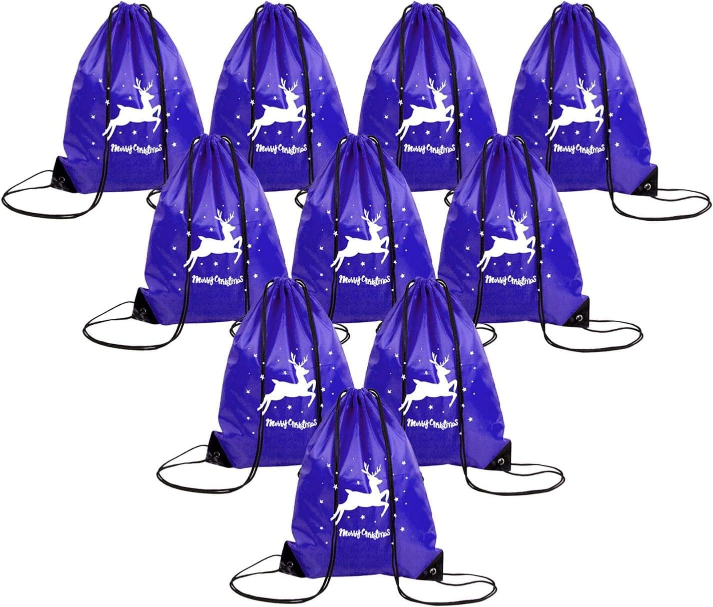 10 PCS Christmas Drawstring Backpack Bags for Gifts Party Favor