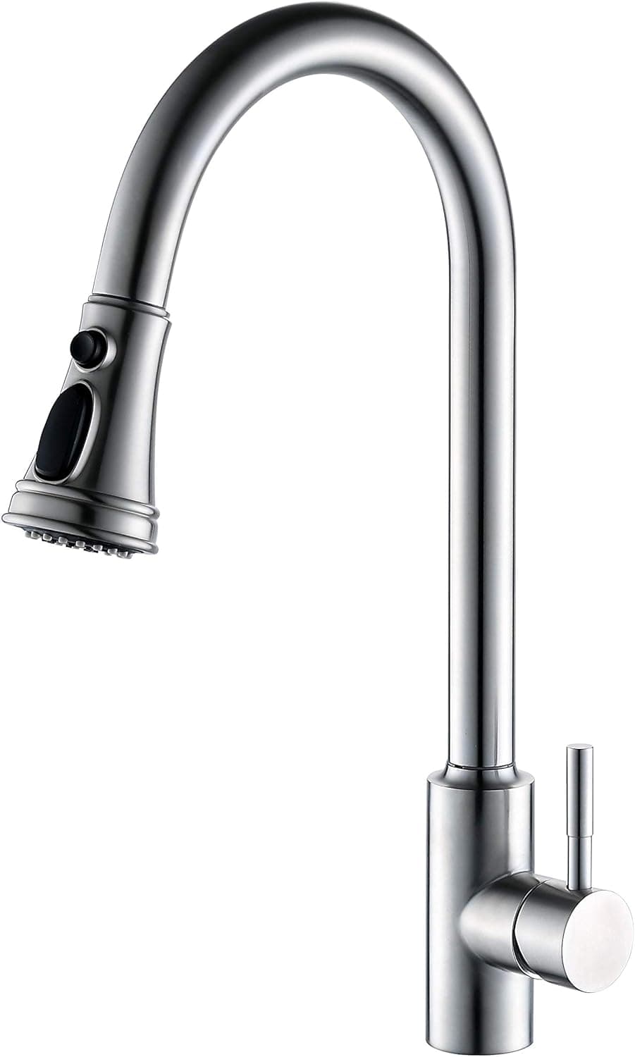 Single Handle High Arc Brushed Nickel Pull Out Kitchen Faucet,Single Level Stainless Steel Kitchen Sink Faucets with Pull Down Sprayer