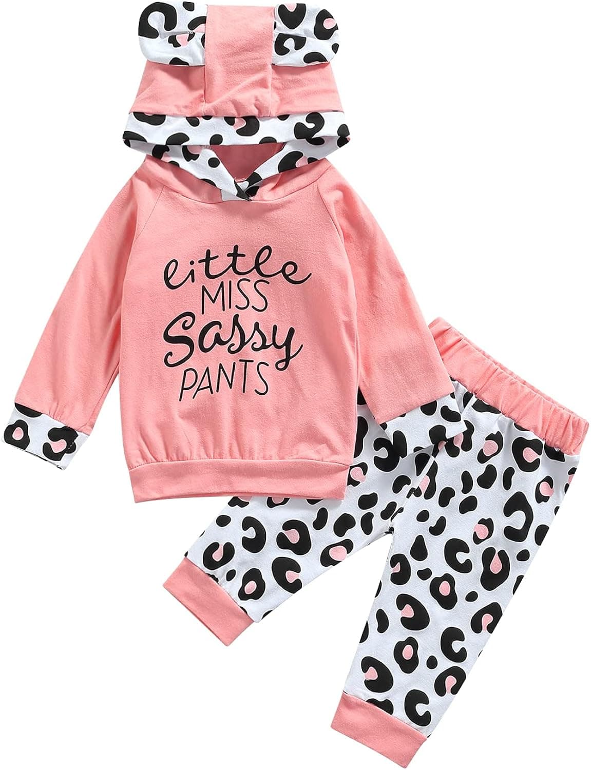 Toddler Baby Girl Clothes Set Winter 12 18 24 Months Long Sleeve Leopard Sweatshirt and Pants Outfits Set 2-6Y