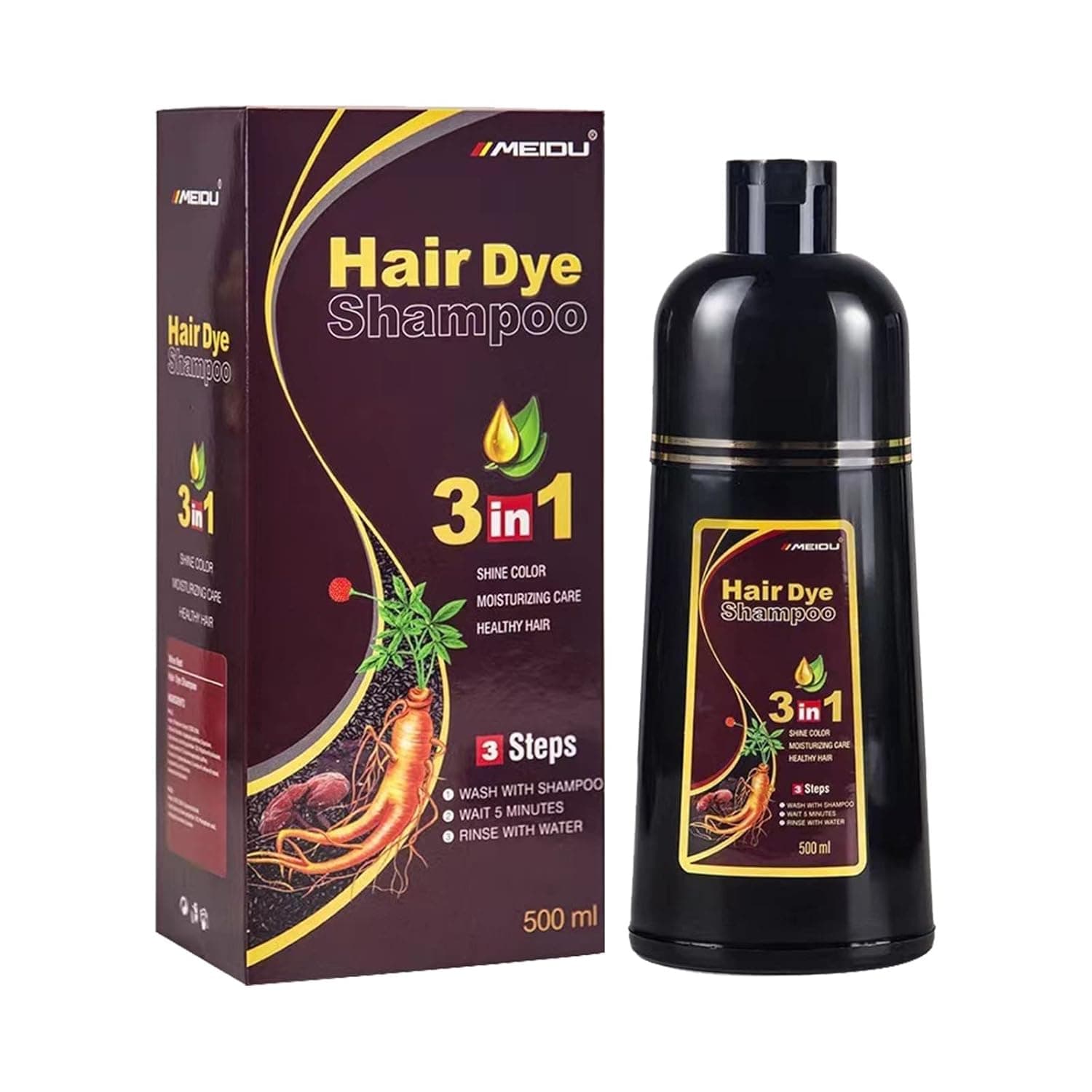 Black Hair Dye Shampoo Instant Plant Extract,Natural Shampoo Mild Formula Herbal Essences Dye Shampoo for Men Women (coffee)