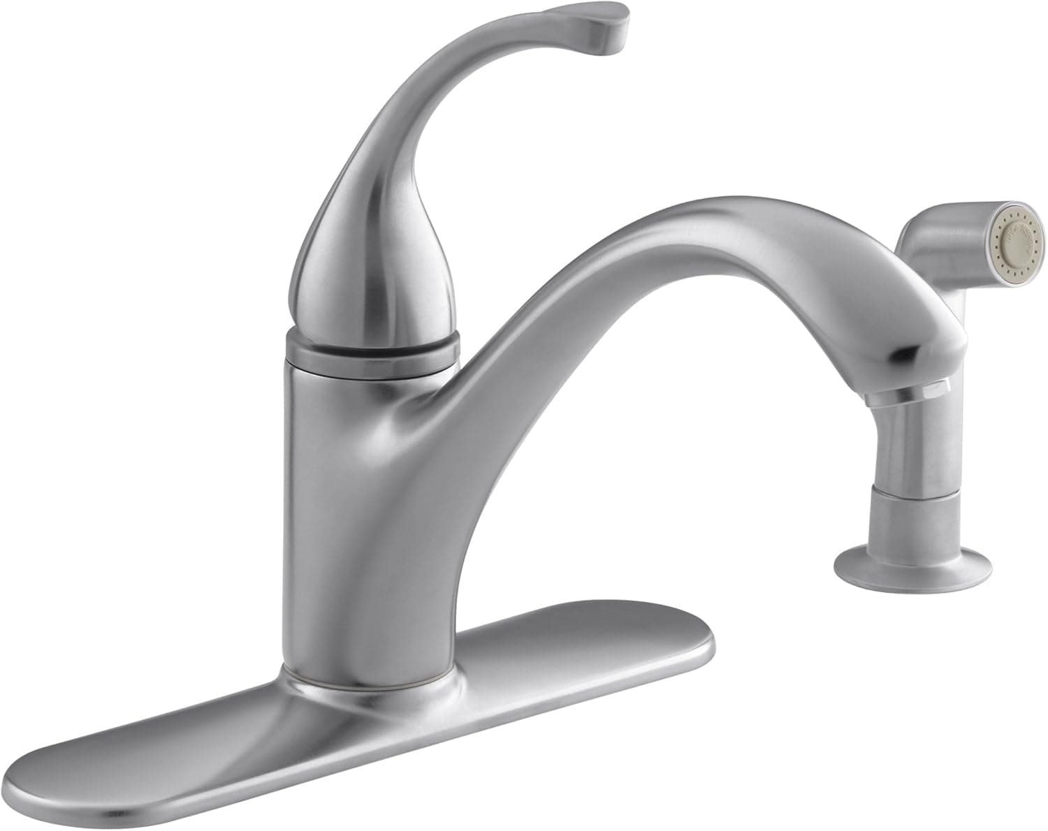KOHLER 10412-G Forté(R) 4-Hole Sink 9-1/16" spout, Matching Finish sidespray Kitchen Faucet, Brushed Chrome