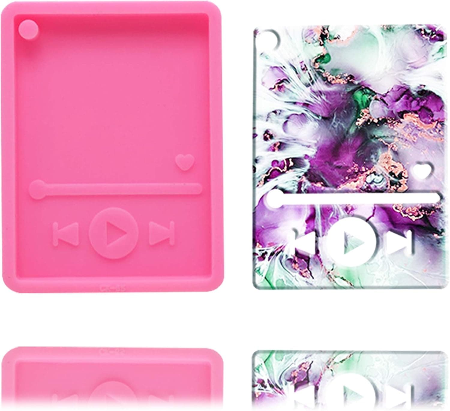 Shiny Glossy Resin Media Player Mold Epoxy Craft Keychain Silicone Moulds for DIY Desserts Fondant Chocolate Gum Pudding Handmade Ice Cream Candy Cupcake Cake Topper Decoration Pendant Trinket