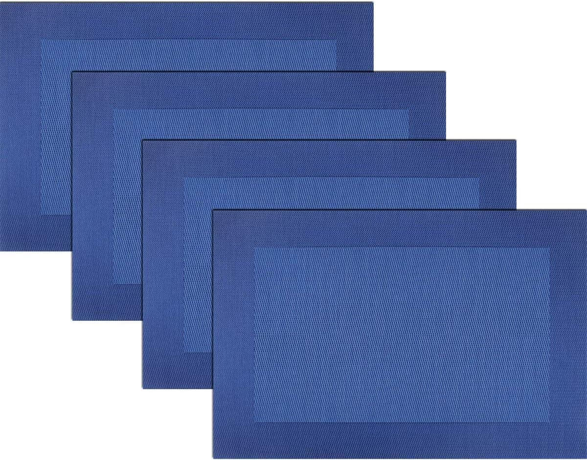 Panda Palm Vinyl Placemats Heat-Resistant Table Mats Washable Easy Clean Plastic Placemats for Dining Table Set of 4(Blue)