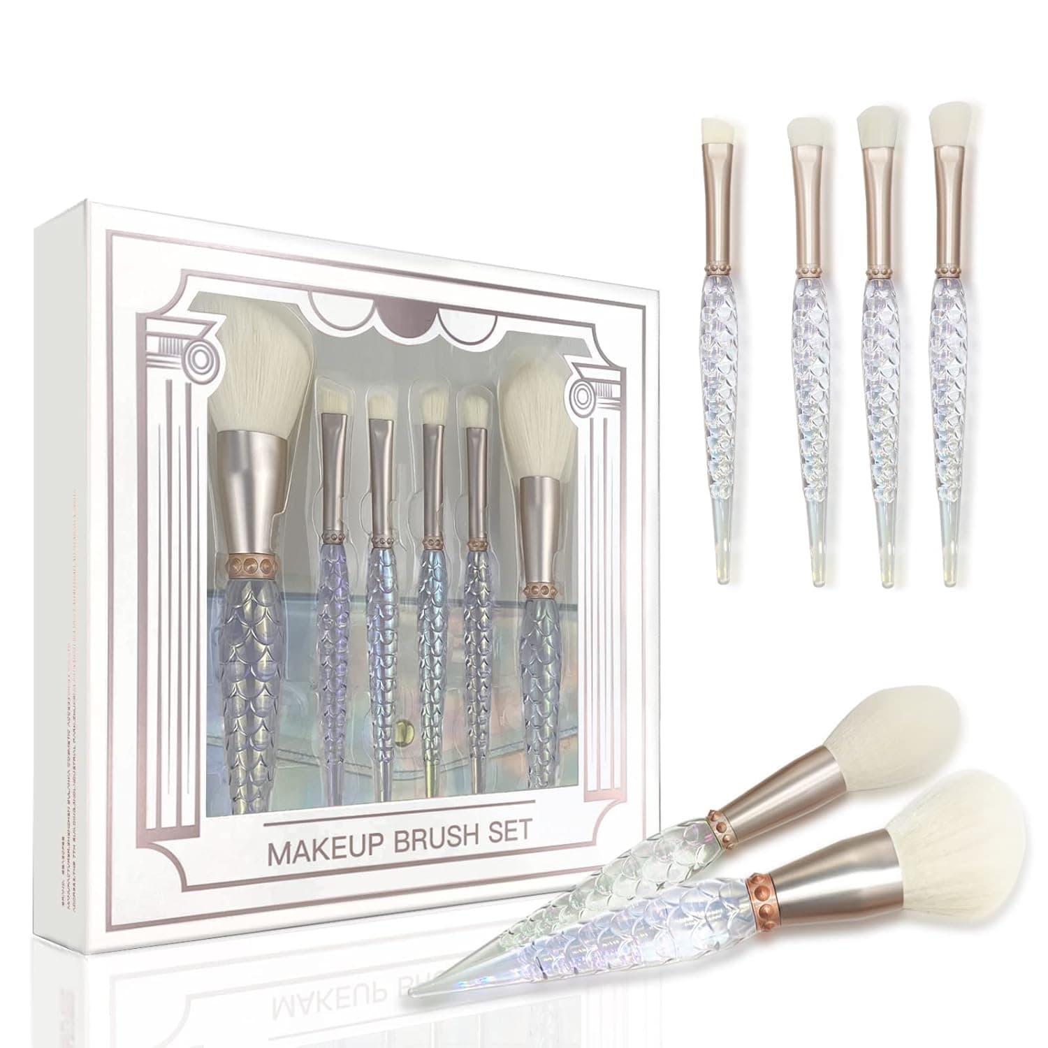 BEASOFEE Contour Highlighter Makeup Brush Set with Case-Includes Nose Contouring Sculpting Brush,Blush Brush For Dramatic Cheekbones,and Angled Brush For Precise Definition Make Up 6Pcs Contour Kit (Radium)