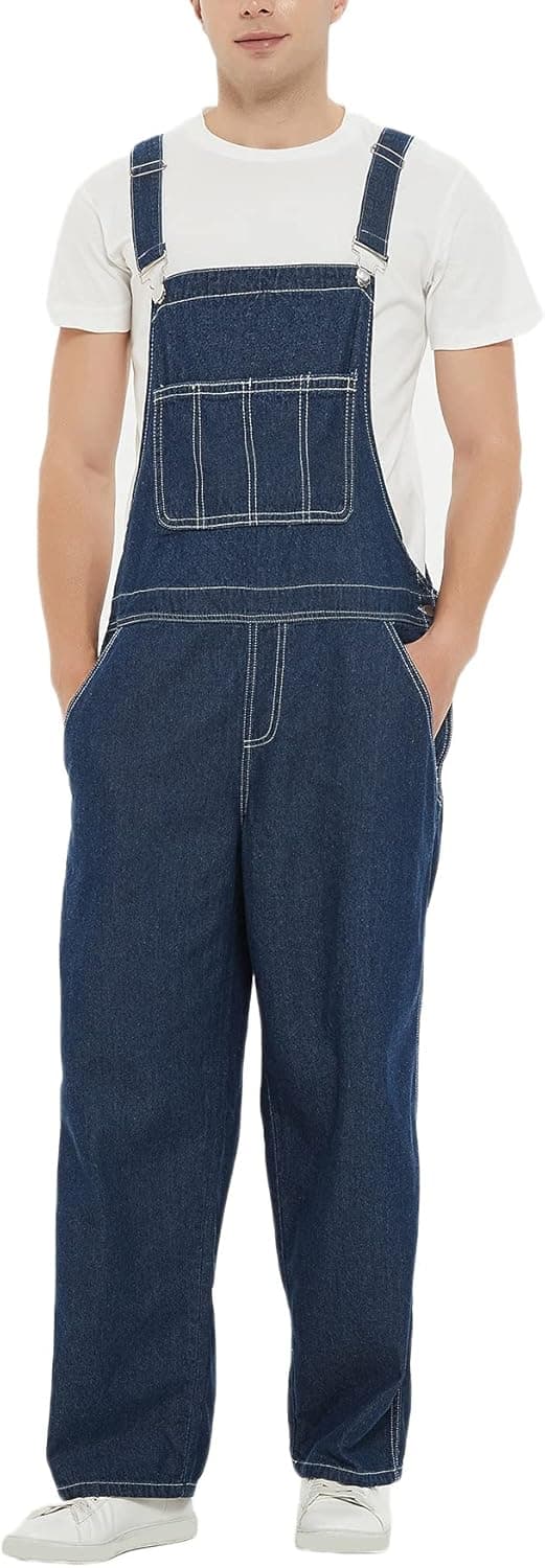 QJBMEI Denim Bib Overalls for Men Slim Fit Fashion Work