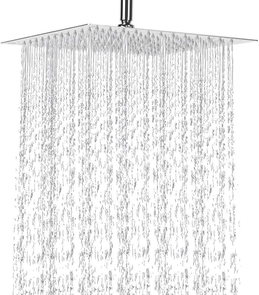 TANBURO Showerhead Rain Square 8 inch,Stainless Thin Bathroom Rainfall Shower Head High Pressure and Saving Water