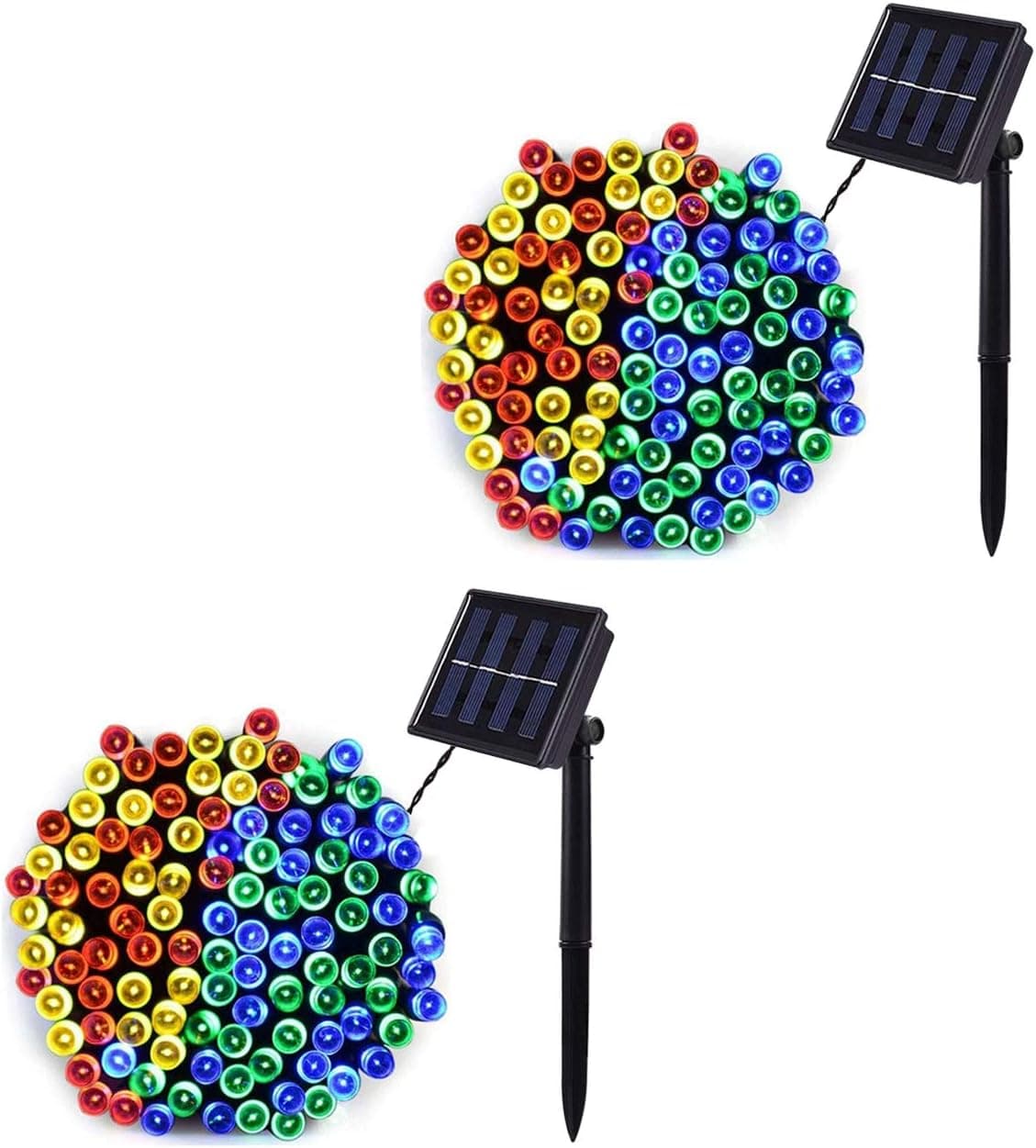 Baimo 2 Pack 33ft Solar String Lights, 100 LED 8 Modes Waterproof Fairy Lights for Garden, Tree, Yard, Christmas, Wedding, Party Outdoor Indoor (Multicolor)