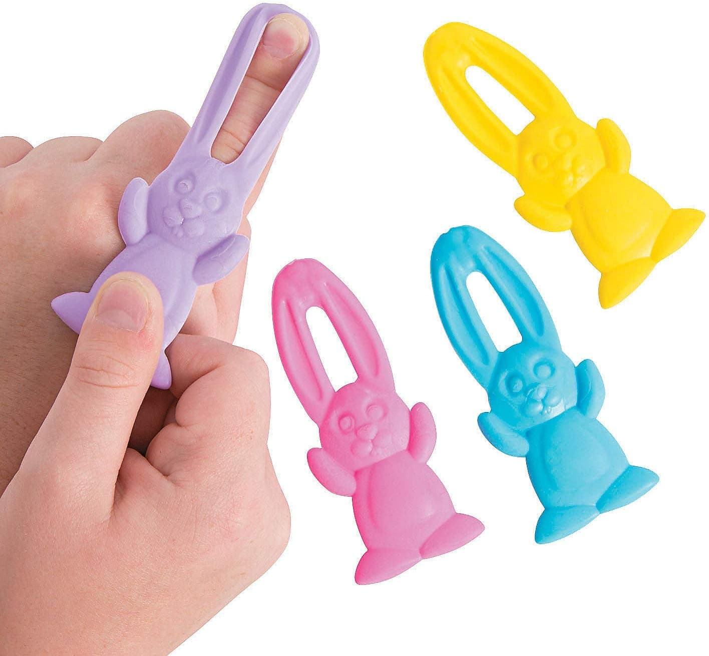 Fun Express - Easter Flying Bunnies for Easter - Toys - Value Toys - Sticky & Stretch Toys - Easter - 12 Pieces