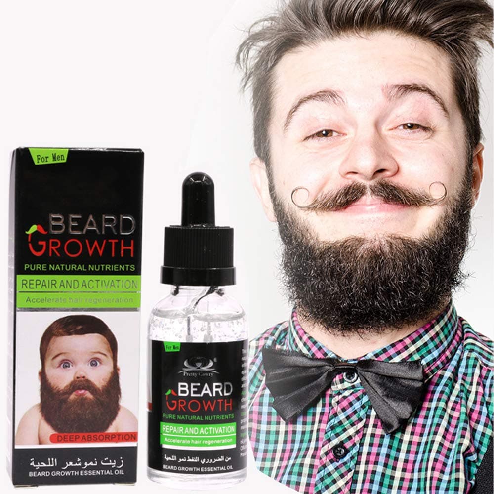 Beard Growth Oil, NUOMAN All Natural Organic Hair Growth Oil Beard Oil Enhancer Facial Nutrition Moustache Grow Beard Oil Conditioner Smooths & Strengthens Beard Growth - 2 Ounce