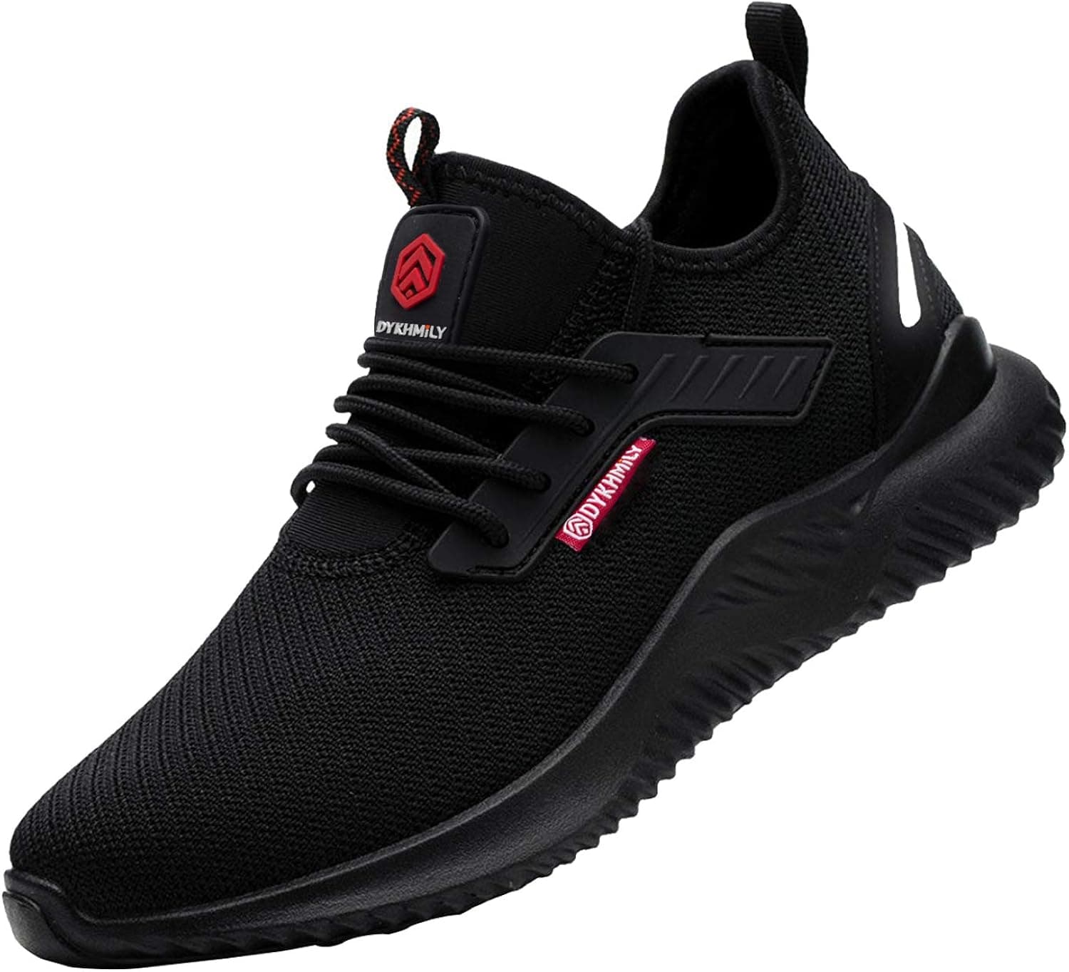 DYKHMILY Steel Toe Sneakers for Men Waterproof Lightweight Safety Shoes Slip Resistant Breathable Work Shoe Slip on Puncture Proof Indestructible Shoes(9,Black,D91838)