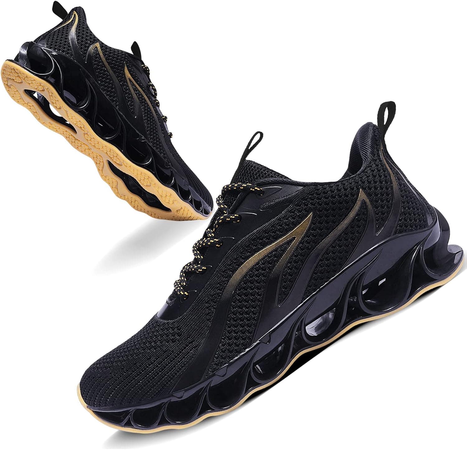 QUINMOK Mens Walking Running Shoes Bright Fashion Athletic Jogging Breathable Absorb Sweat Sneakers