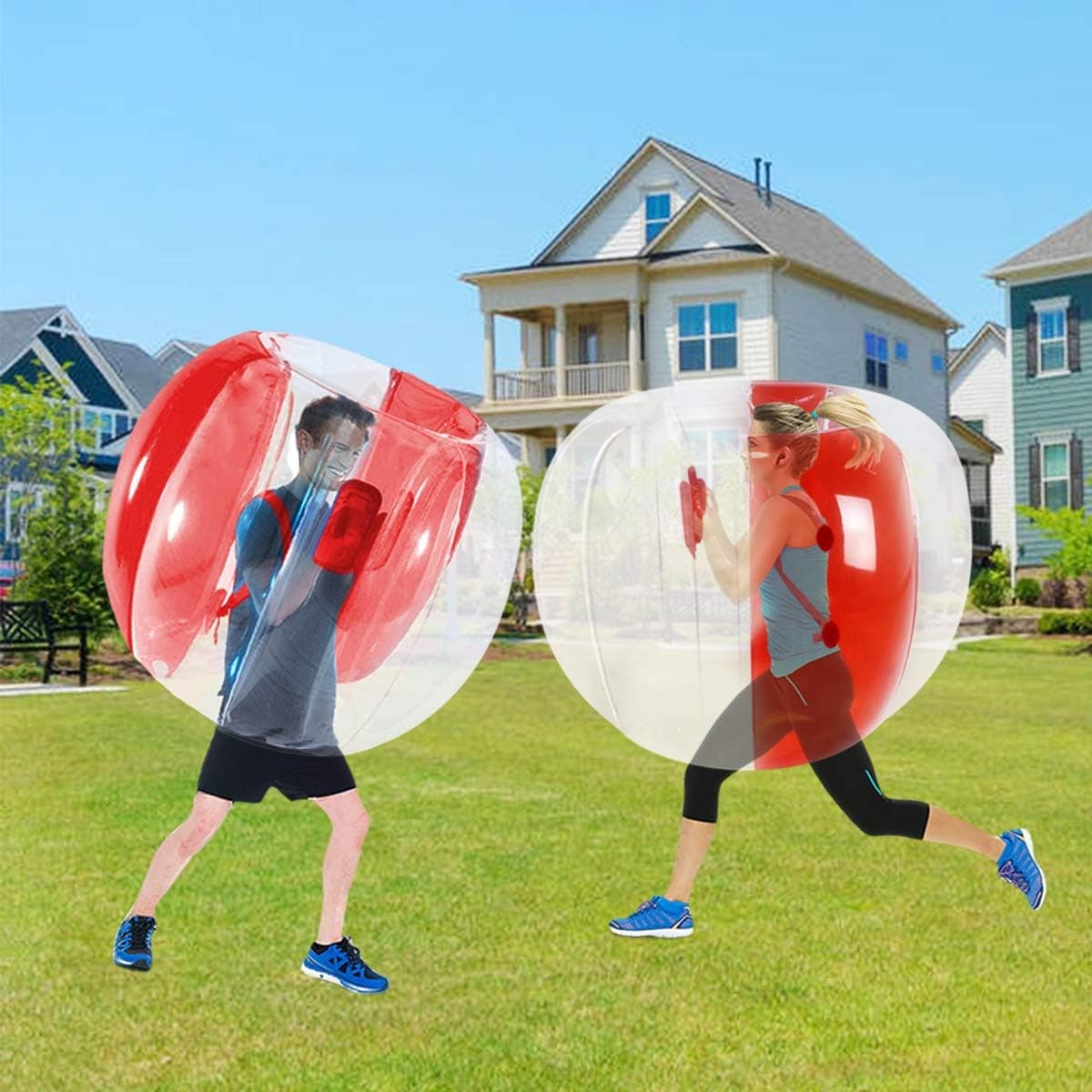 YULIN-MALL 1 Pack-Sumo Balls for Adults, Inflatable Bounce Ball Toys, Kids Adults Physical Outdoor Active Play Grass Ball (48 inch Red)