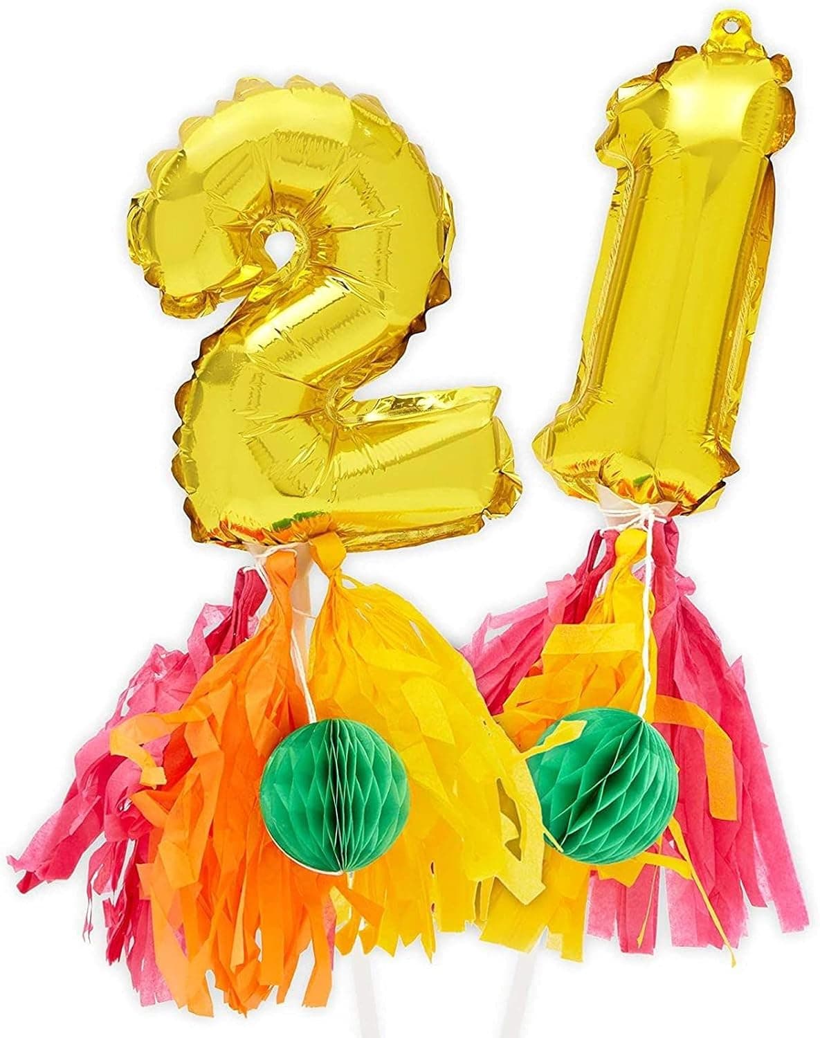 Gold Cake Topper Number Balloons, Number 21 Balloon (7.5 in)