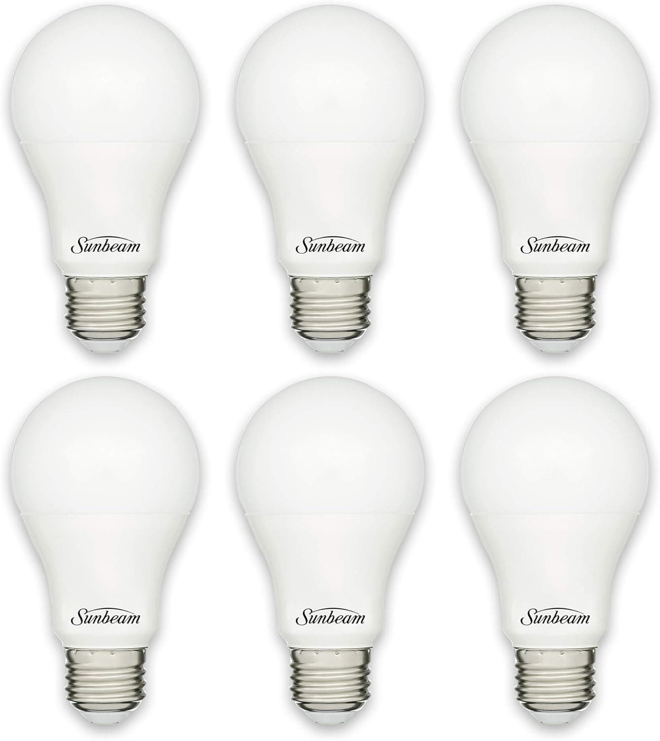 Sunbeam 16899 14W LED Day Light 5000K 100 W Equivalent, 15000 Hours, 1500 Lumens, Medium Base, A19 Light Bulb 6-Pack