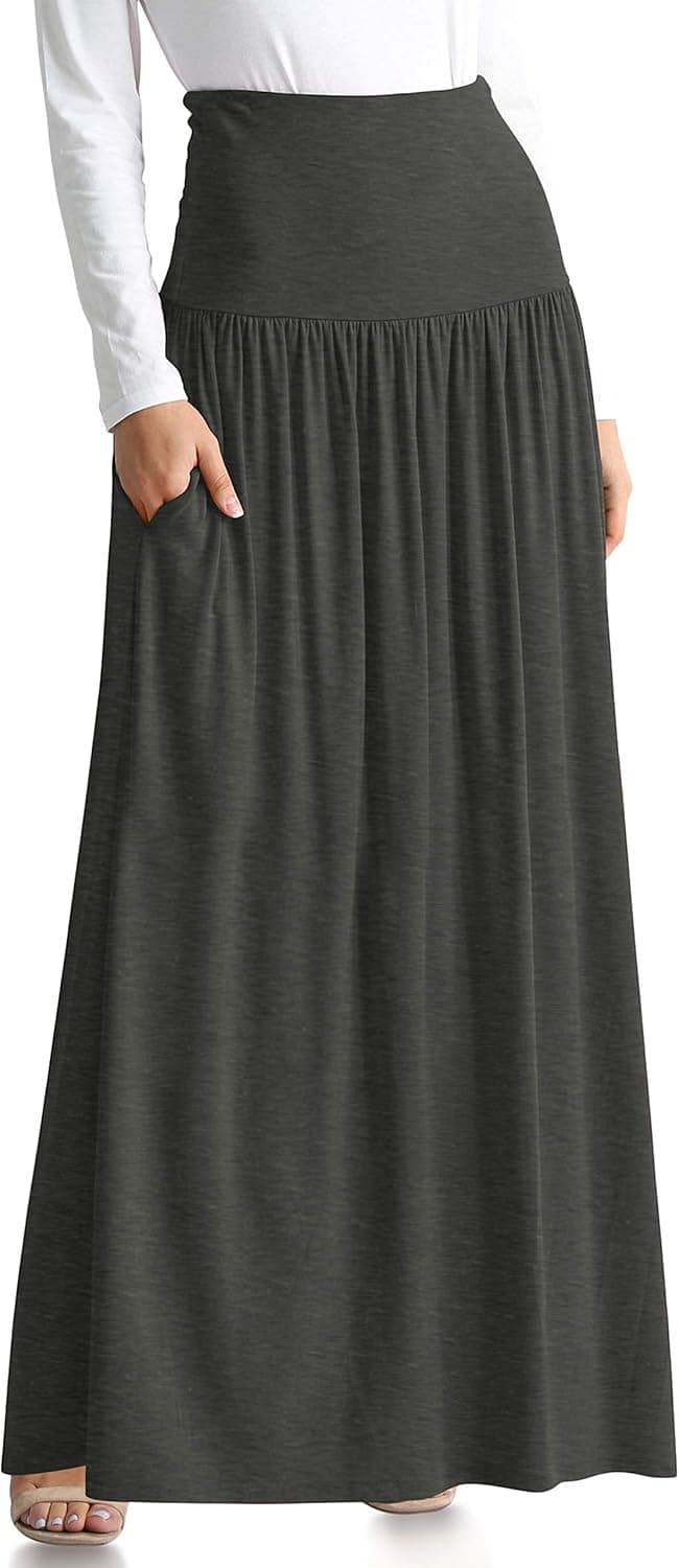 Reg and Plus Size Maxi Skirts for Women Long Length Skirts with Pockets Beach SwimCoverup,Night Out,Casual Office,Party