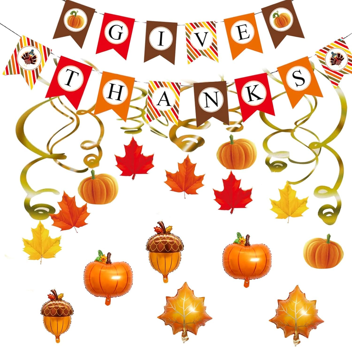 Thanksgiving Banner Balloons decoration set - Autumn gift thank you banner autumn theme hanging ceiling vortex Thanksgiving decoration autumn party supplies