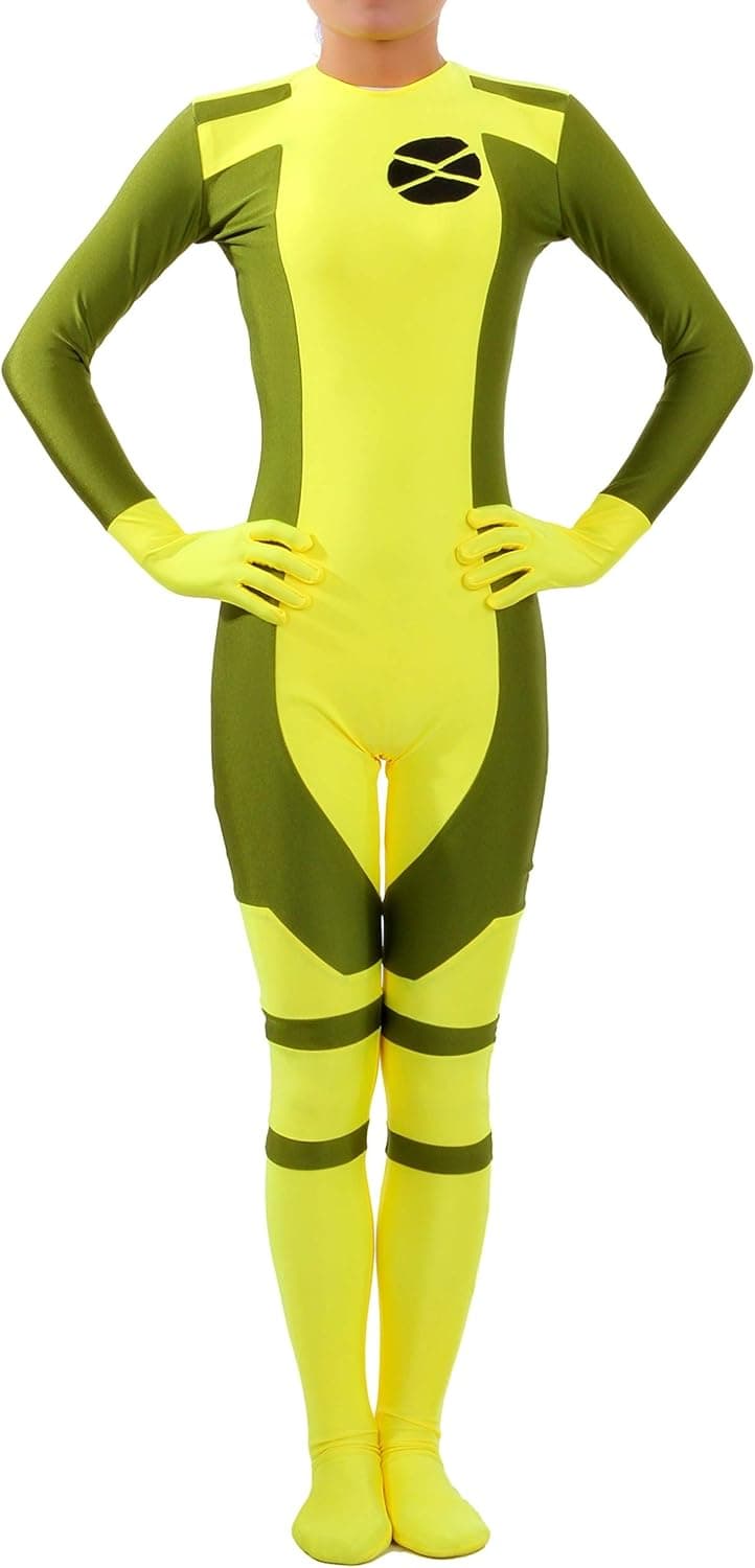 Seeksmile Unisex Lycra Spandex Ms Rogue Zentai Bodysuit (Large, Yellow)