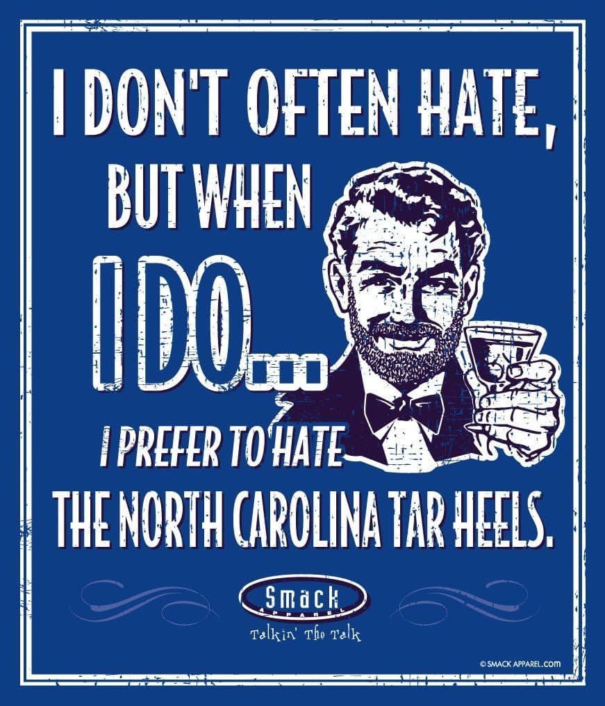 Smack Apparel Duke Basketball Fans. I Prefer to Hate Duke Football Fans. I Prefer to Hate North Carolina Football 12'' X 14'' Metal Man Cave Sign