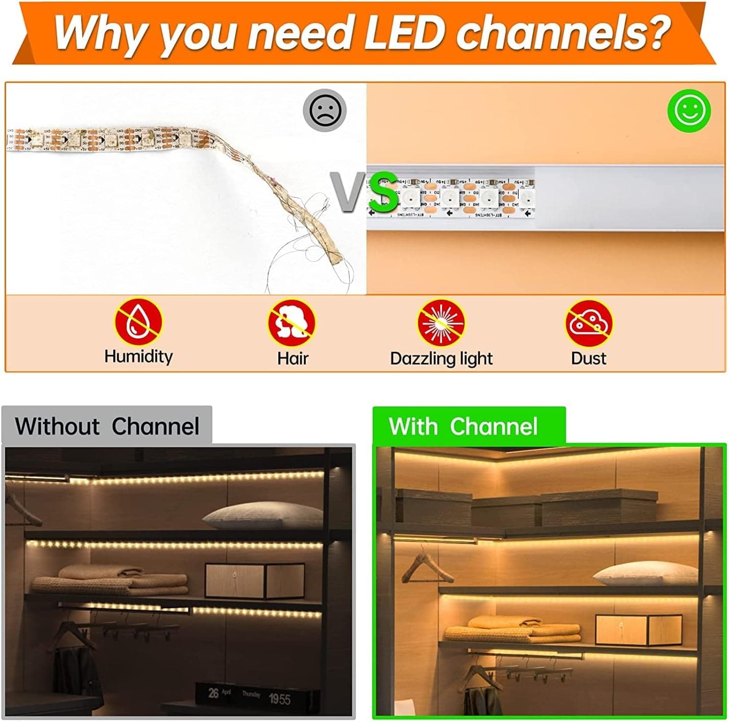 Muzata 10Pack 4FT/1.2M Aluminum LED Channel for LED Strip Lights, Easy to Cut, U-Shape Aluminum Profile with All Accessories for Easy Installation