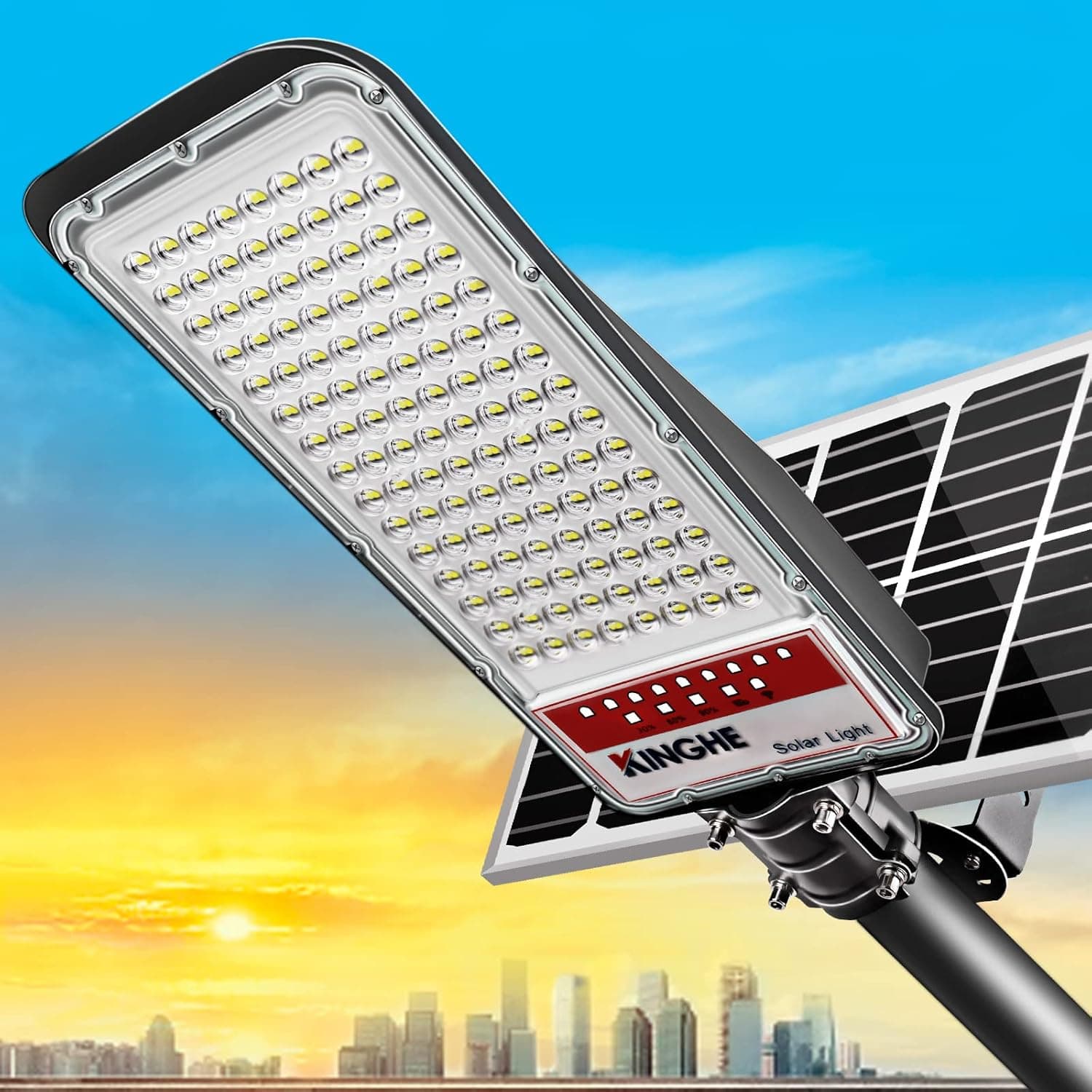 Solar Street Lights Outdoor Waterproof- 1000W Dusk to Dawn Solar Lights,Security Flood Lights with Motion Sensor Control for Parking Lot，Yard, Path, Garage,Home, Wall or Pole Mount, Commercial Grade