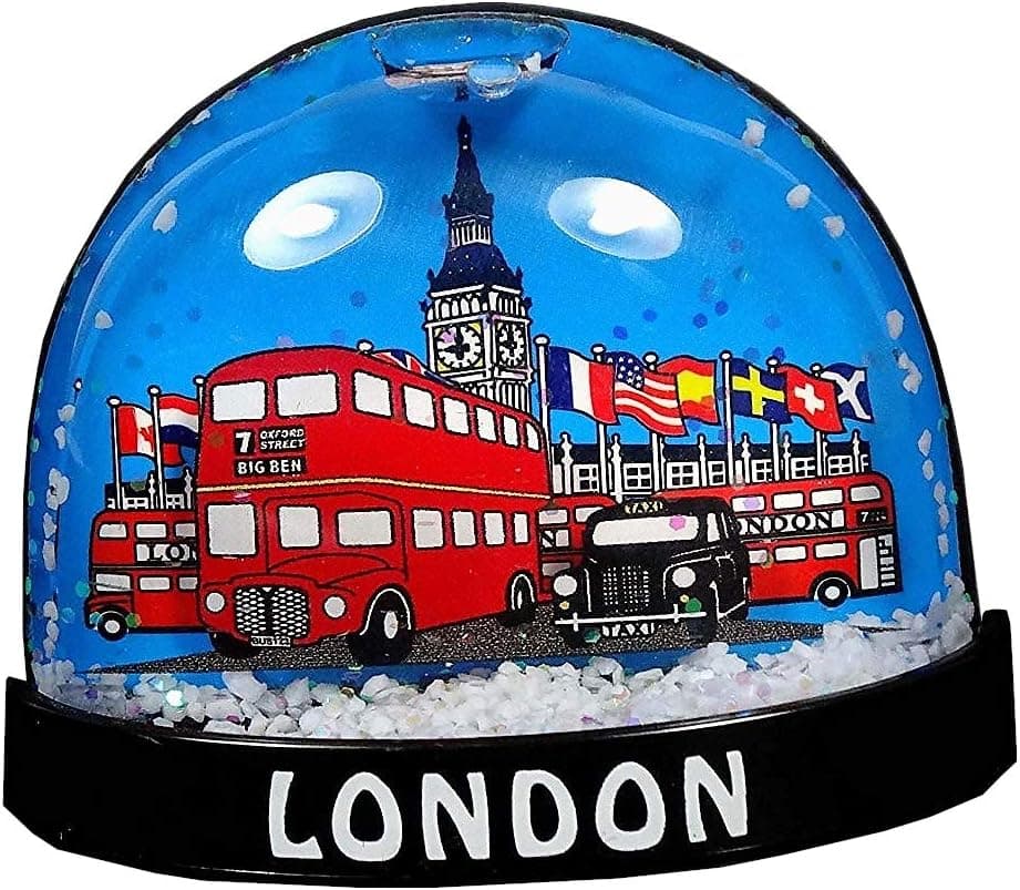 Fridge Magnets London Souvenir Snowstorm Detailing Big Ben, Red Bus Black Taxi