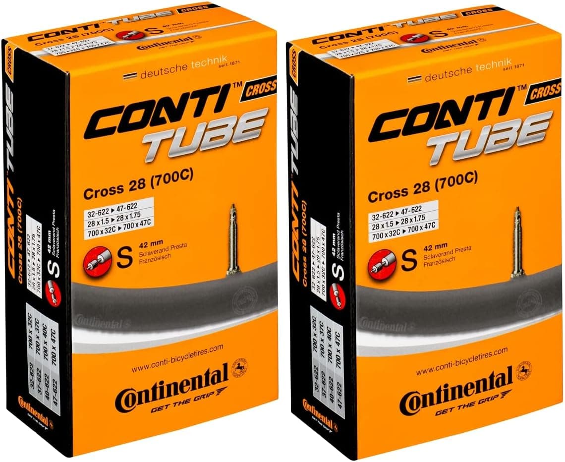 Continental Cross 28" 700x32-47c Inner Tubes - 42mm Presta Valve (Pack of 2 Tubes)