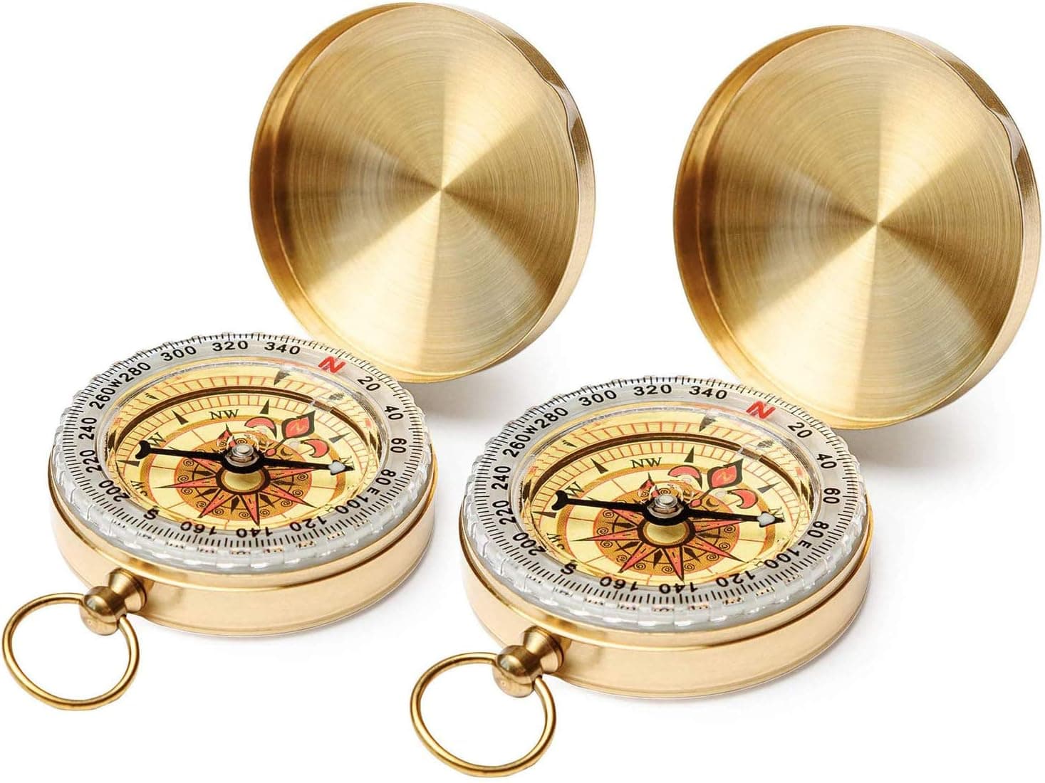 JAOK Portable Compass, 2 Metal Pocket Compasses Outdoor Multi-Function Compass, Used for Camping and Hiking Outdoor Activities