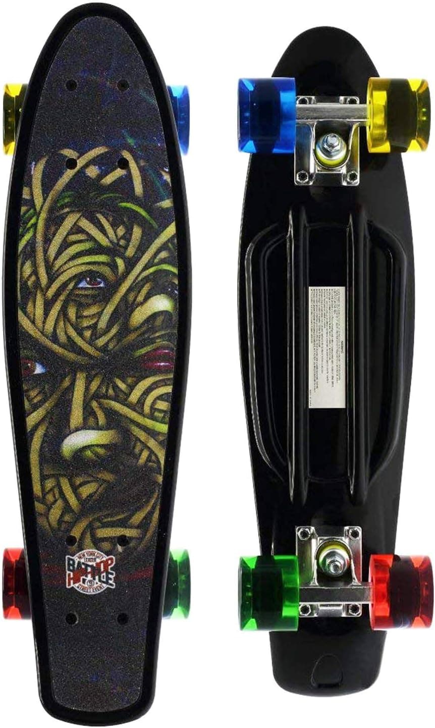 Merkapa Complete 22 inch Cruiser Skateboard for Youth, Beginners (Graffiti Black)