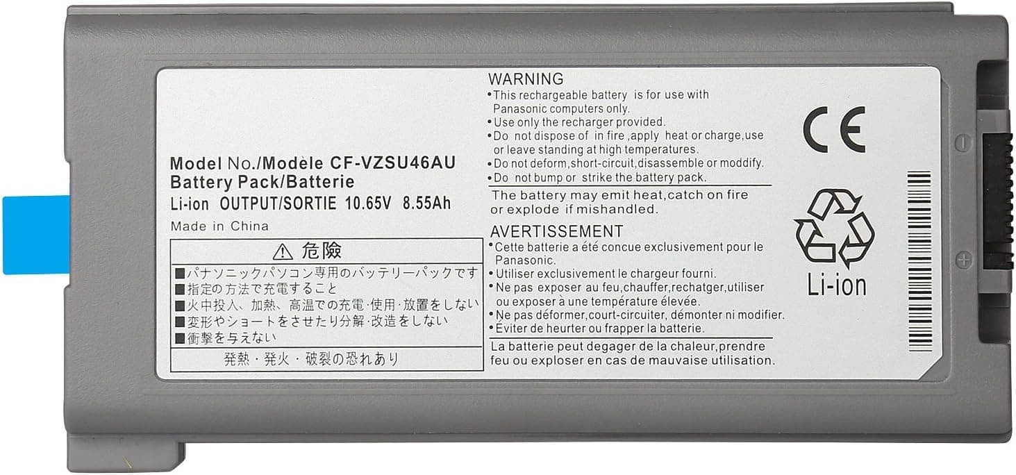 CPY CF-VZSU46S Replacement Battery Compatible with Panasonic Toughbook Cf-30 Cf-53 Laptop Cf-vzsu46au Cf-vzsu71u Cf-vzsu72u Cf-vzsu1430u CF-VZSU46 CF-VZSU46U 10.65V 8.55Ah 9-Cell