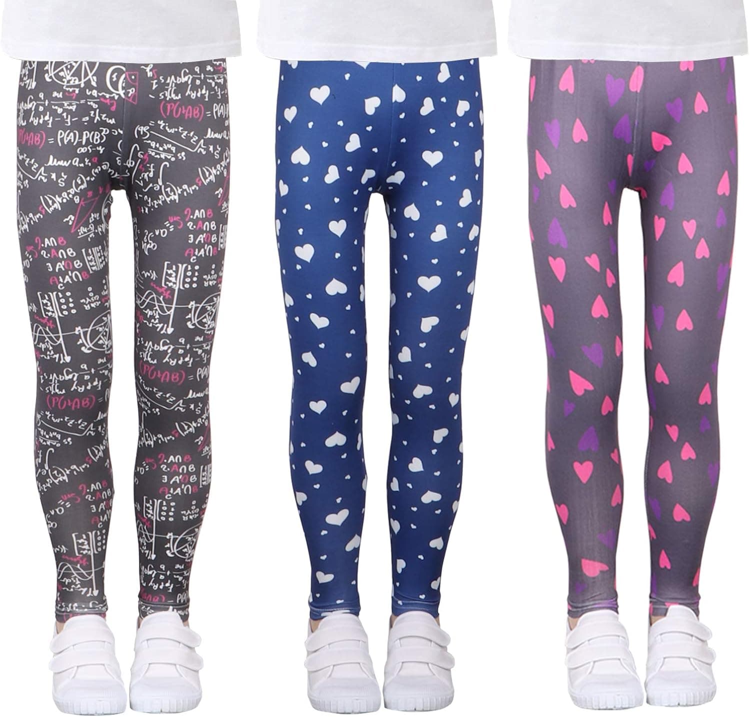 LUOUSE Multipack Cute Printed Girls Stretch Leggings Ankle Length 4-13 Years