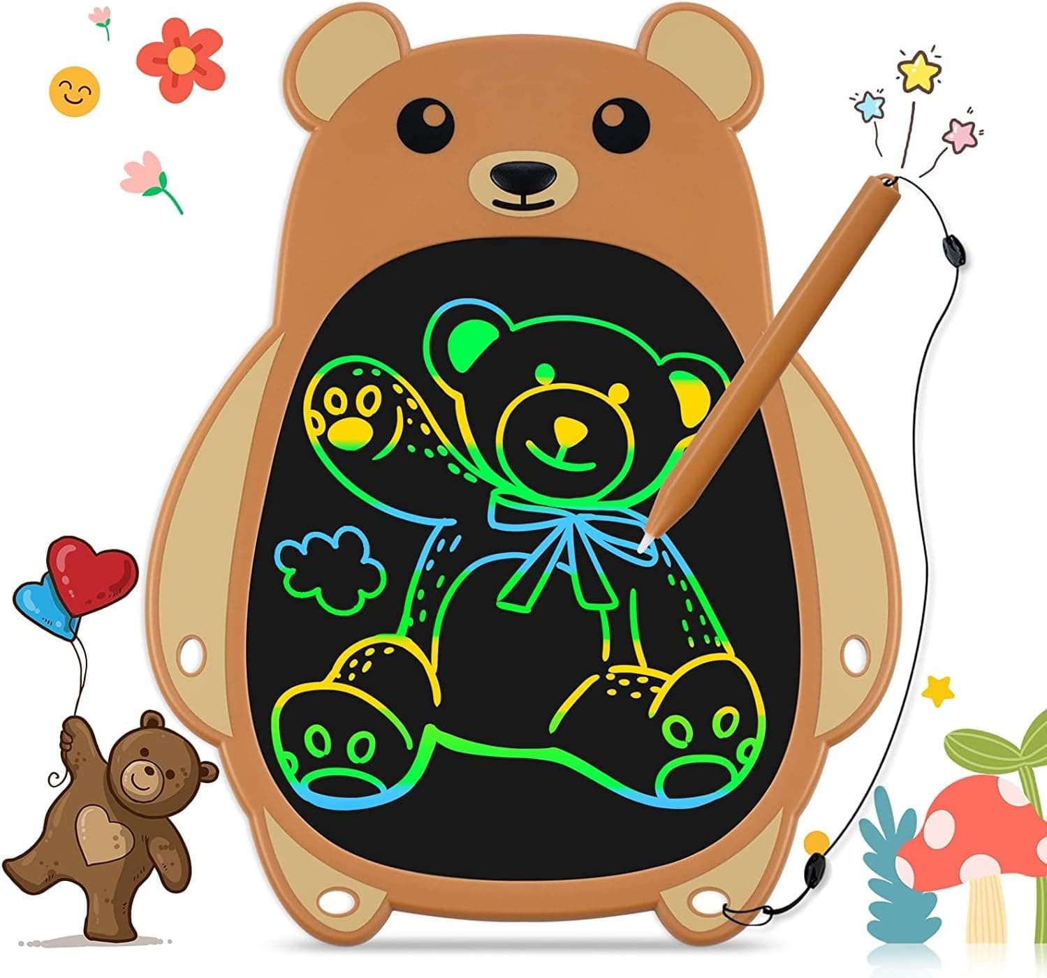 YOUNGRAYS Colourful Doodle Board Writing Drawing Pad for Kids LCD Writing Tablet 8.5 inch Learning Tablet for 3 4 5 6 Year Old Girls/Boys Birthday