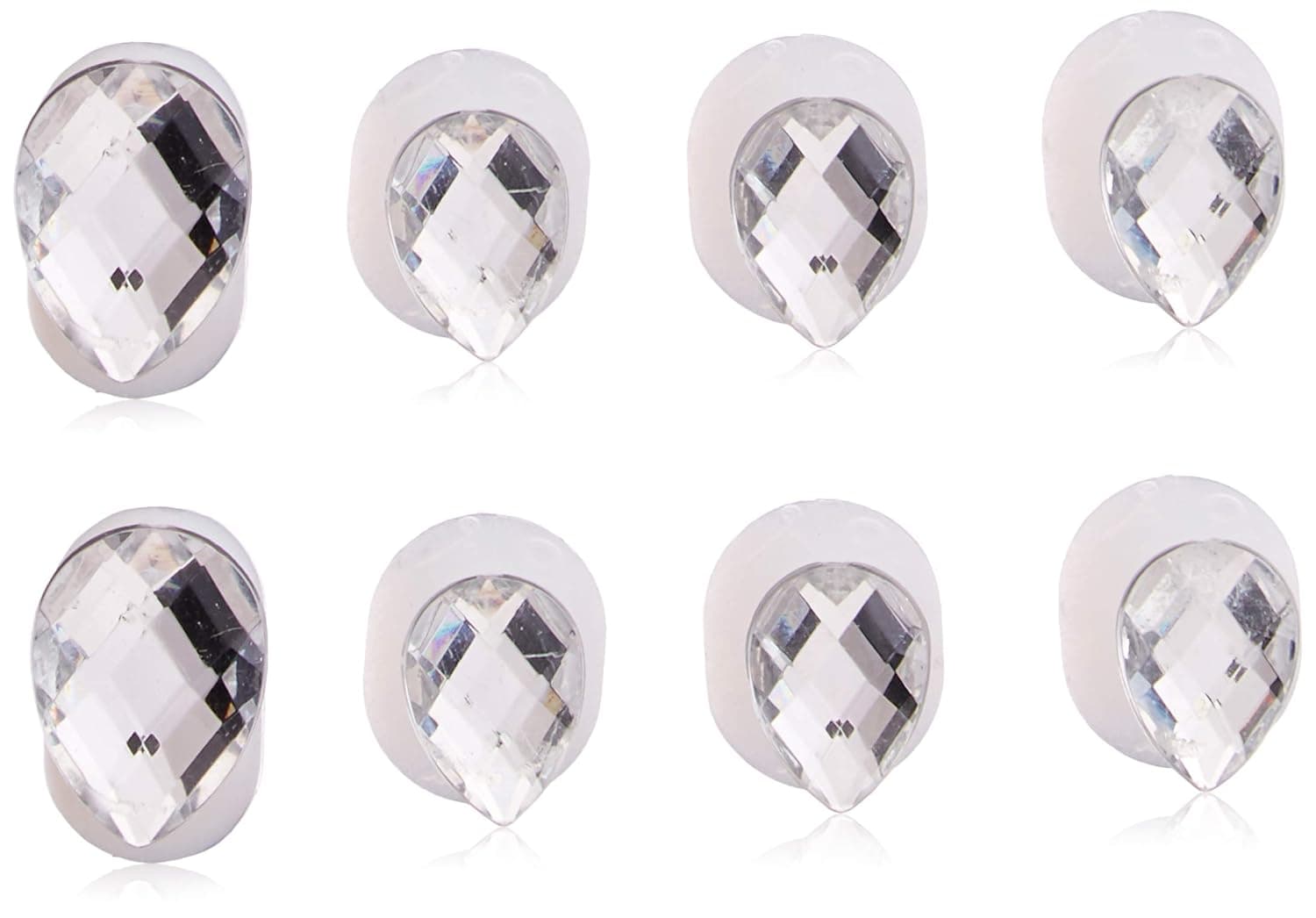 Dip Into Pretty"Tears of Joy" Silicone Toe Separators 8-Piece Spacers for Home and Salon Pedicures - Tear Drop Gem Design (Clear)