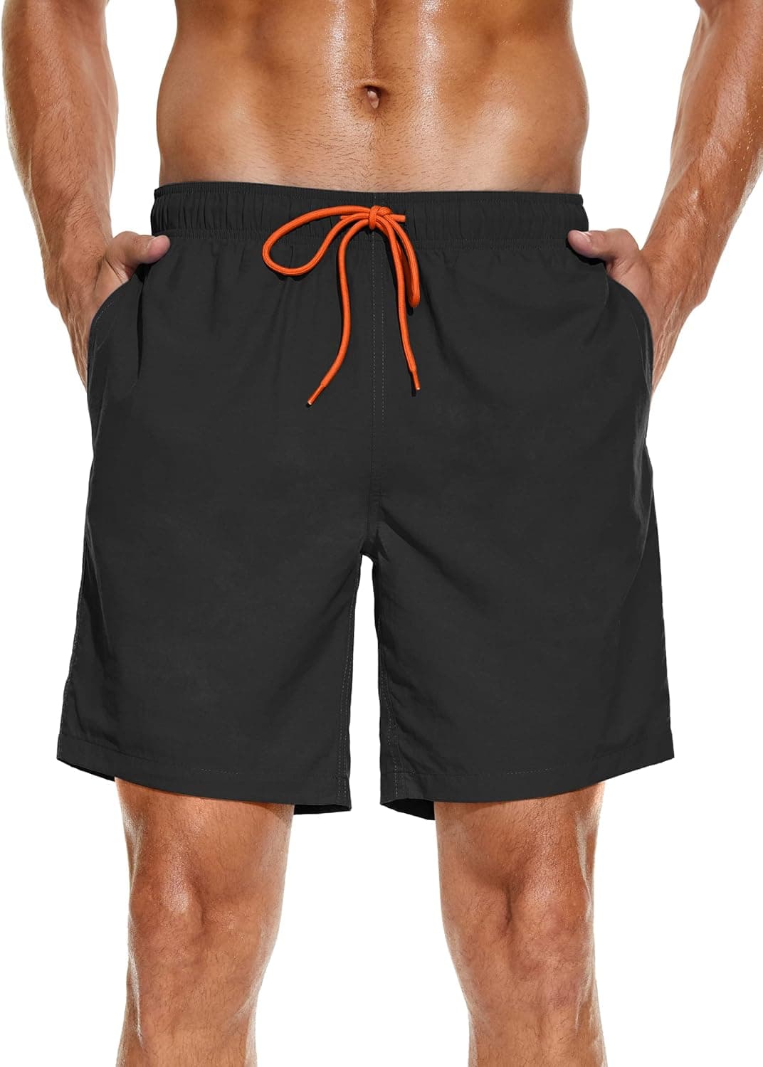 Feollr Mens 2in1 Beach Swim Trunks with Compression Liner, Quick Dry Swimming Shorts with Pockets