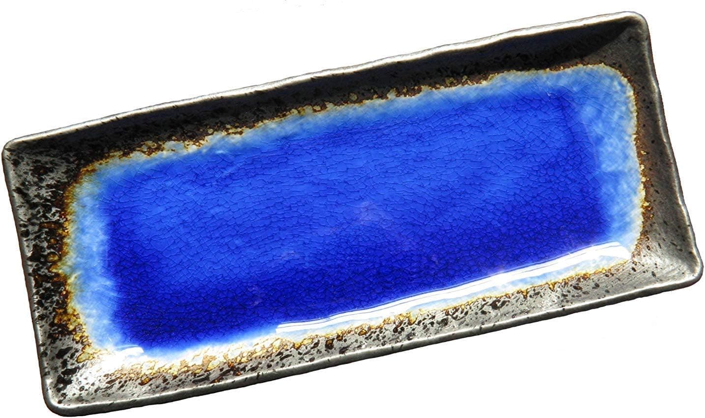 Miya E493B Cobalt Blue Kosui Serving Plate, 11 Inches (L) x 5 Inches (W), SOLD AS 1 PLATE