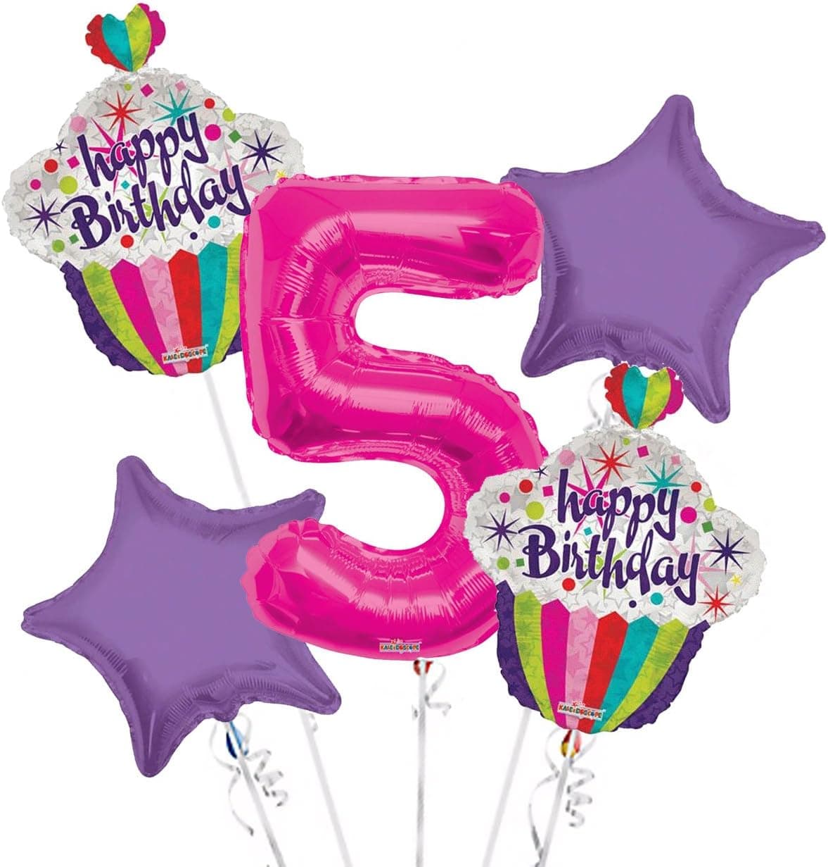 Happy Birthday Balloon Bouquet 5th Birthday 5 pcs - Party Supplies