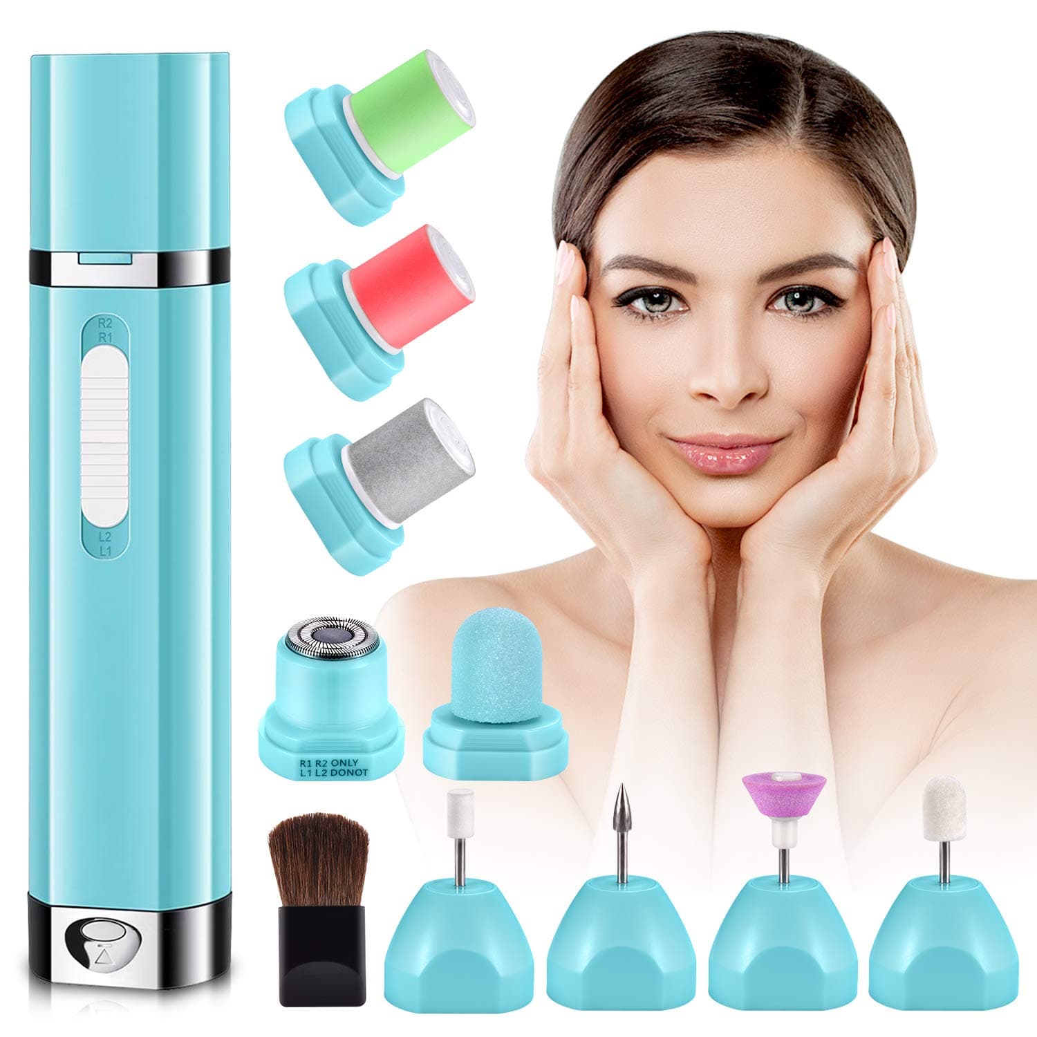9 In 1 Electric Nail File Set Portable Cordless Nail Drill Machine Acrylic Nail Kits Home Salon Manicure Pedicure Nail Grinder Facial Hair Removal Polish Tools