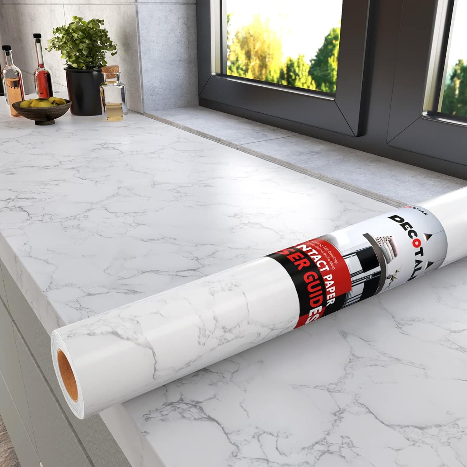 Decotalk Marble Contact Paper Marble Wallpaper Peel and Stick Marble Countertop Contact Paper Waterproof Matte White Marble Contact Paper for Kitchen Counter Removable Wallpaper Vinyl Marble 12"x120"