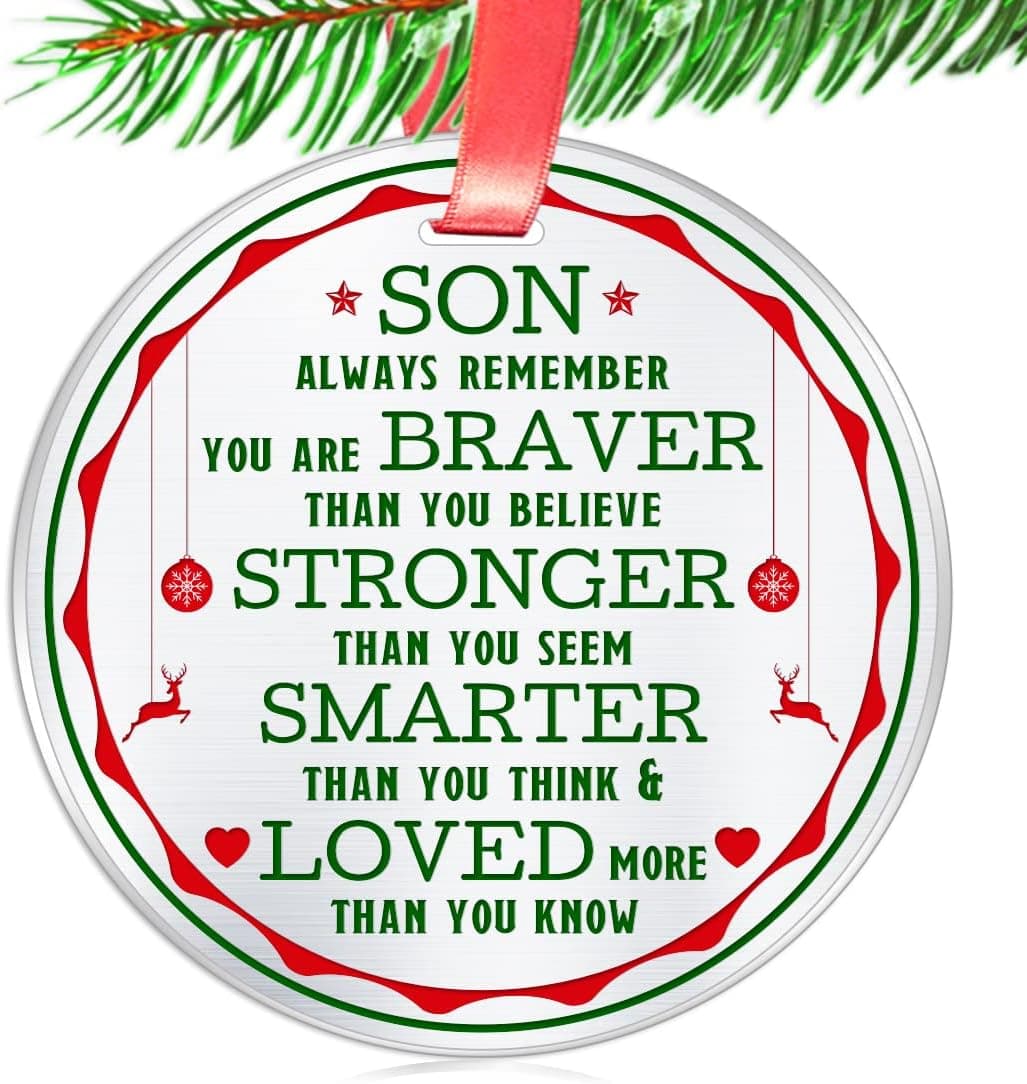 Elegant Chef Christmas Ornament for Son- Always Remember You are Braver Stronger Smarter- Motivational and Inspirational Gifts from Mom Dad