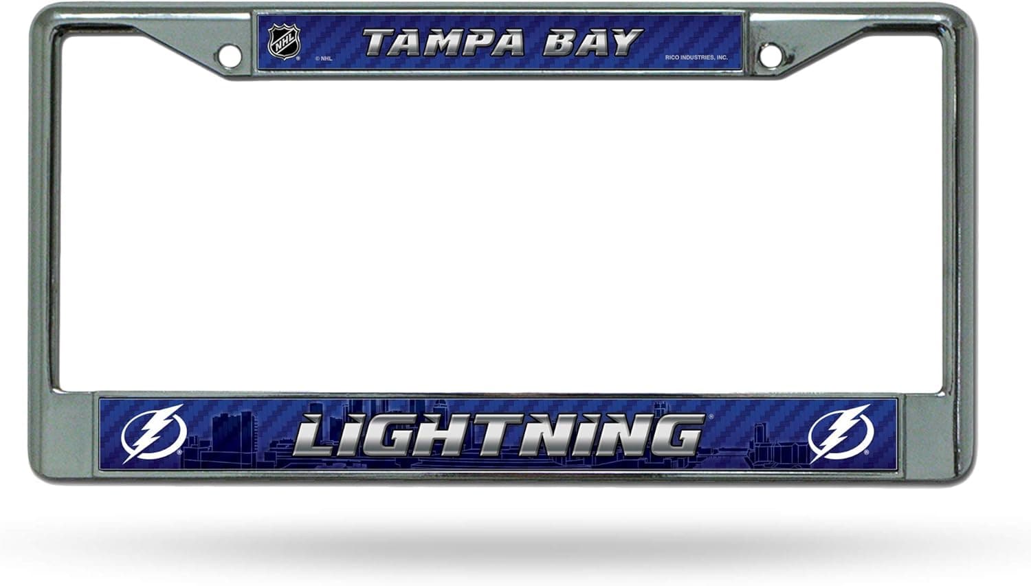 Rico Industries NHL Tampa Bay Lightning Standard Chrome License Plate Frame , 6 x 12.25"