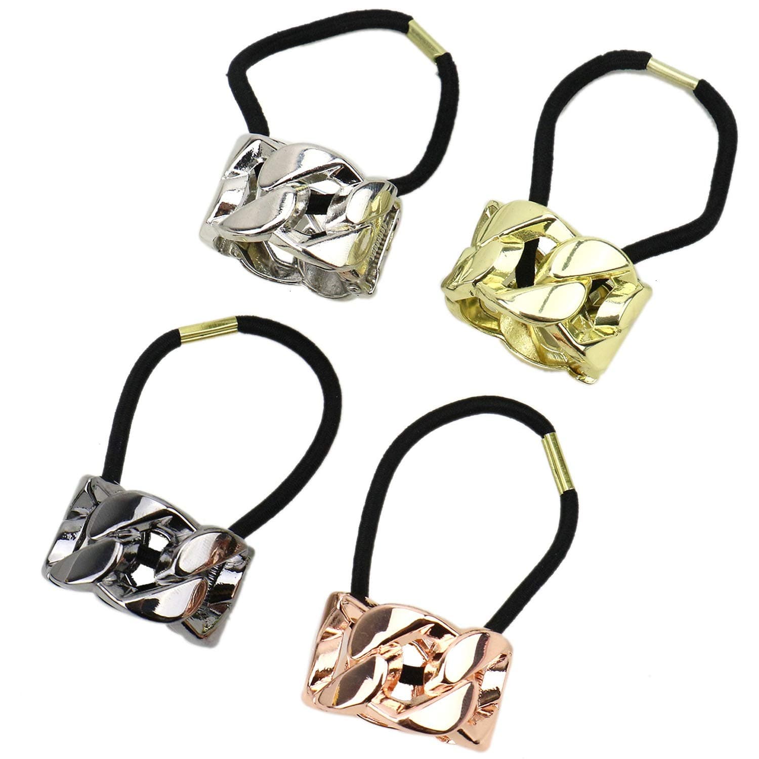 2 pcs Alloy Metal Glitter Cuff Wrap Ponytail Holder Hair Tie