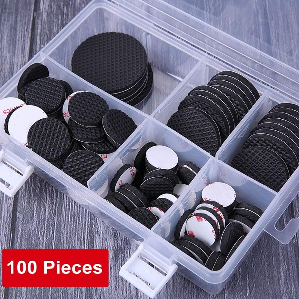 Furniture Pads 100 Pieces Furniture Pad Stopper Self Adhesive Round Rubber Pads Wood Floor Protector for Furniture Gripper on Hardwood Floor in a Case
