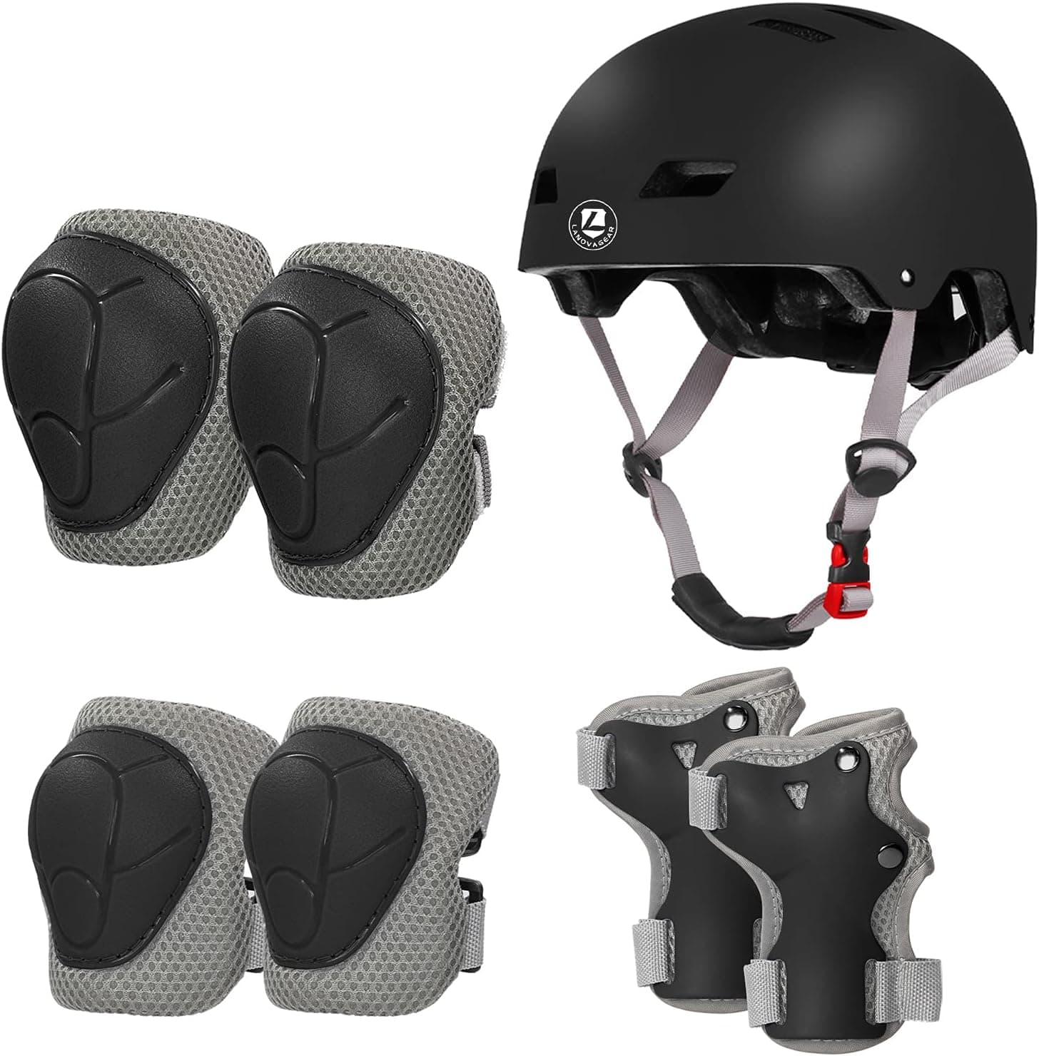 LANOVAGEAR Kids Helmet Knee Pads Ages 2-8, Adjustable Toddler Bike Helmet Knee Elbow Wrist Pads for Skating Scooter Roller Skates Cycling Bicycle