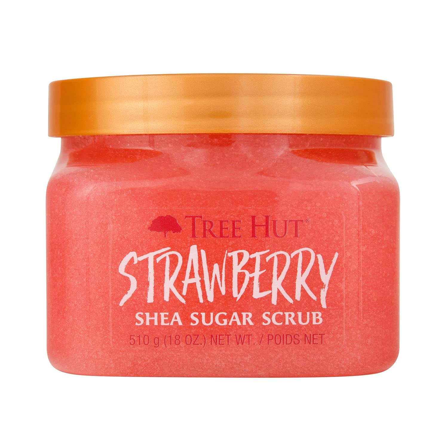 Tree Hut Shea Sugar Body Scrub Strawberry,18oz, With Single Fragrance-Free Makeup Remover Cleansing Towelettes