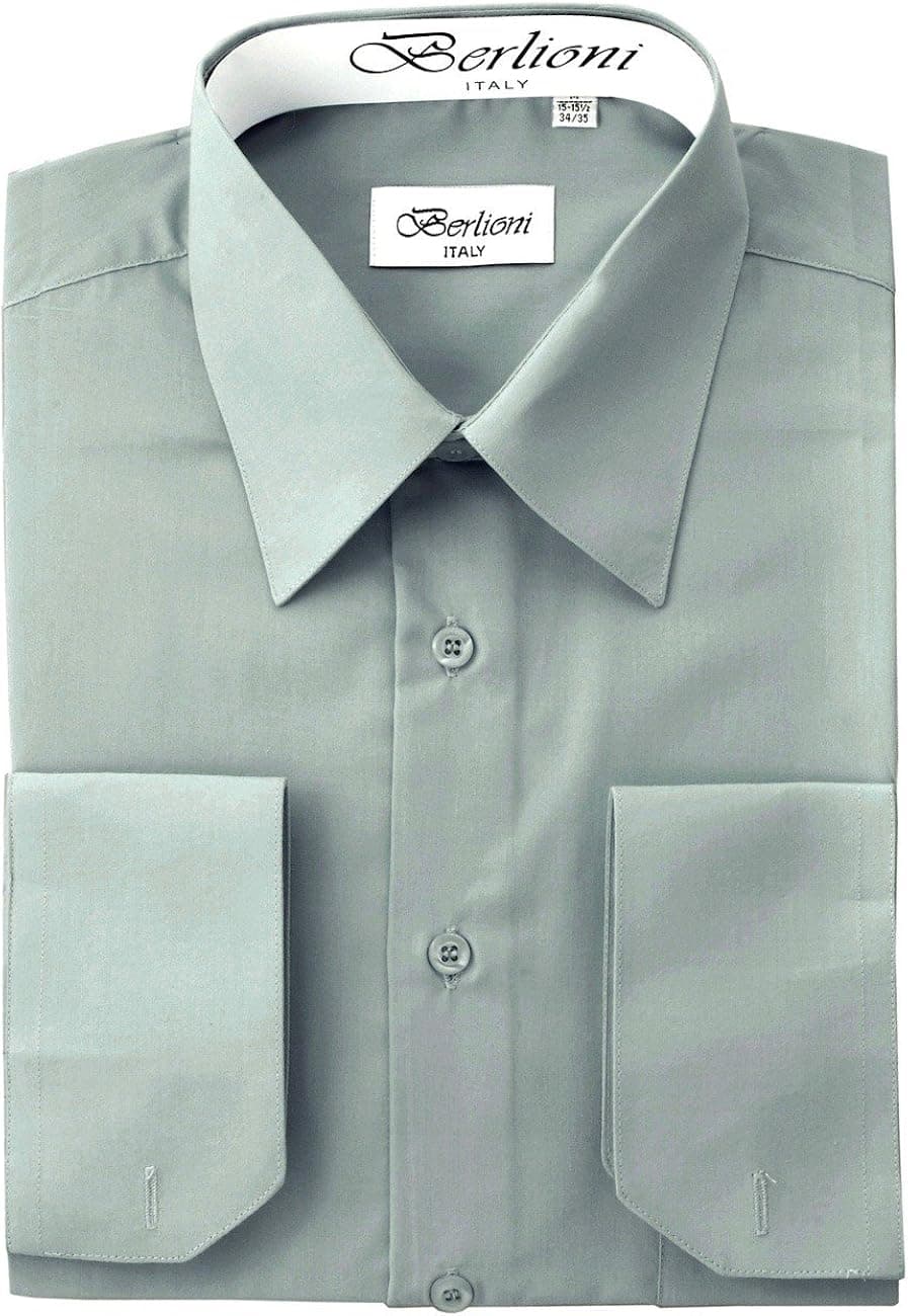 King Formal Wear Elegant Men’s Button Down Light Gray Dress Shirt